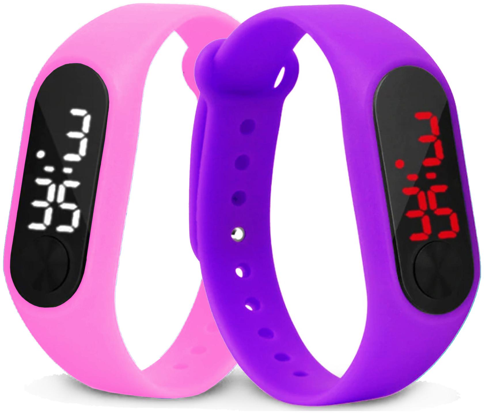

Time Up Combo of 2 Extremely Thin Waterproof Bullet-Shape Design Digital LED Kids Watches For Boys Girls-OLED-PINK-CMB-4