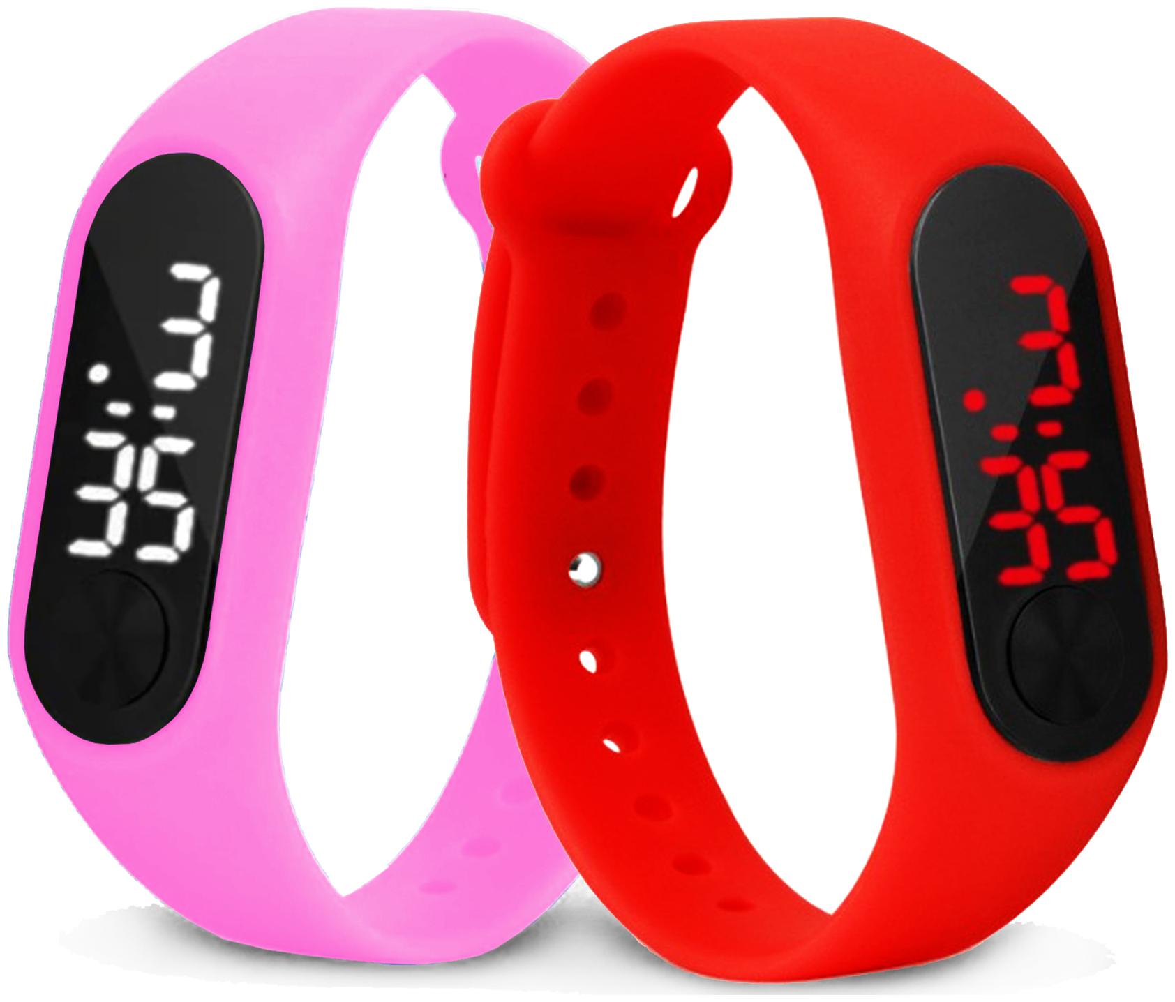 

Time Up Combo of 2 Extremely Thin Waterproof Bullet-Shape Design Digital LED Kids Watches For Boys Girls-OLED-PINK-CMB-7