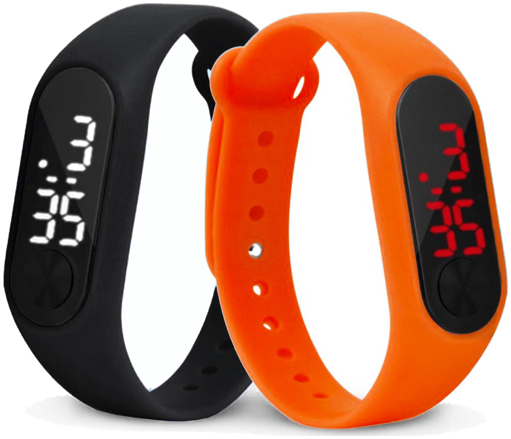 

Time Up Combo of 2 Extremely Thin Waterproof Bullet-Shape Design Digital LED Kids Watches For Boys Girls-OLED-BLACK-CMB-8