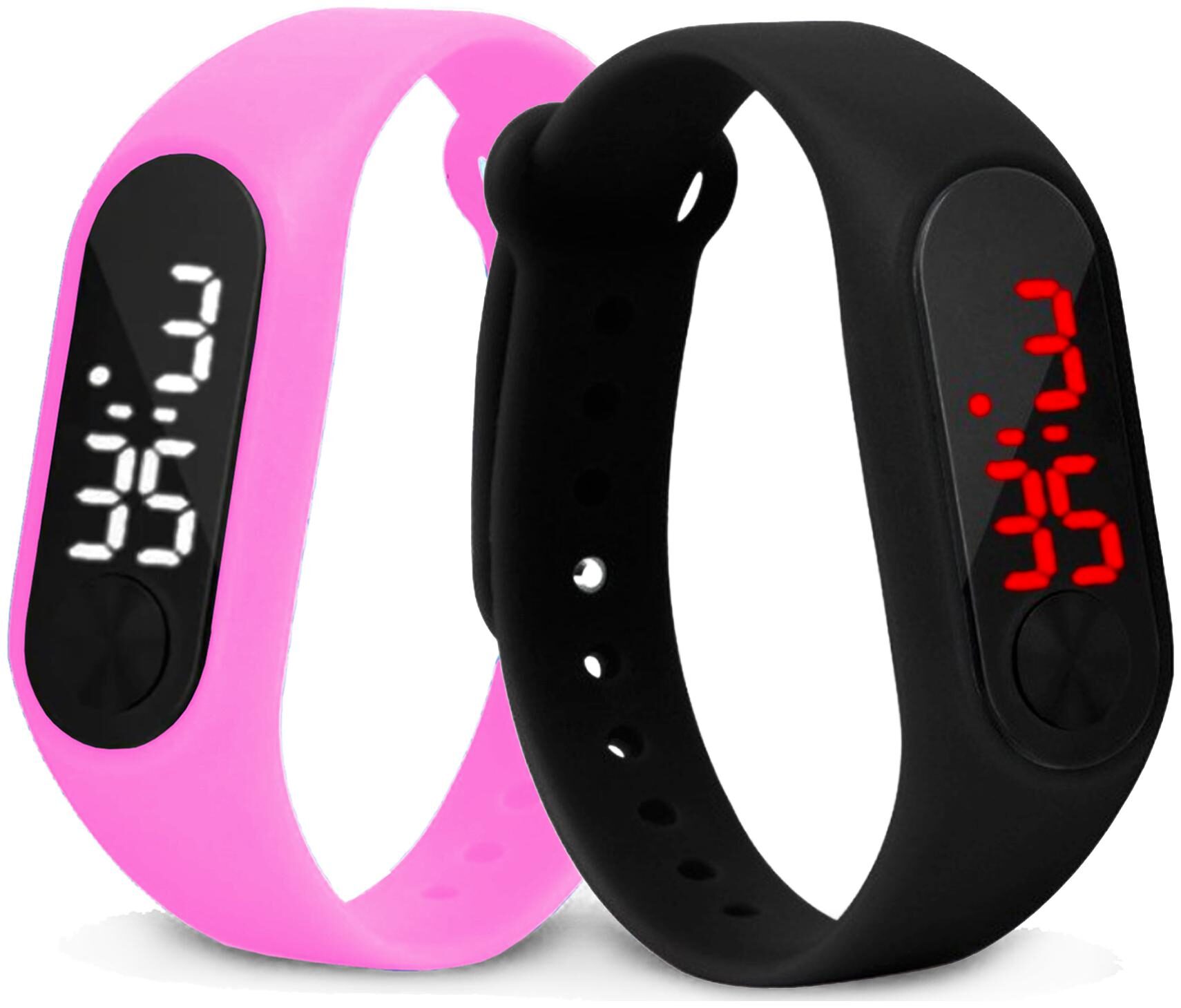 

Time Up Combo of 2 Extremely Thin Waterproof Bullet-Shape Design Digital LED Kids Watches For Boys Girls-OLED-PINK-CMB-1