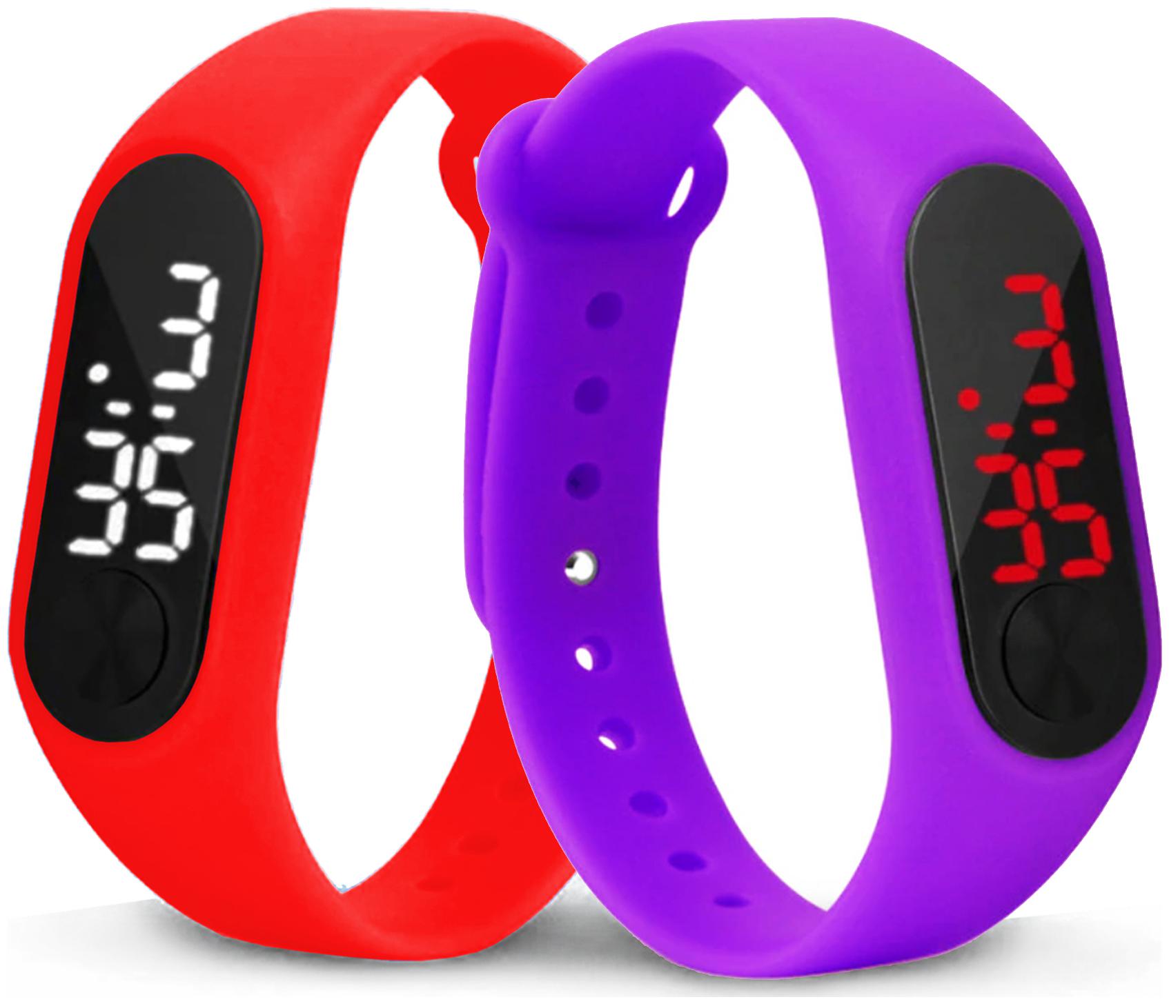 

Time Up Combo of 2 Extremely Thin Waterproof Bullet-Shape Design Digital LED Kids Watches For Boys Girls-OLED-RED-CMB-4