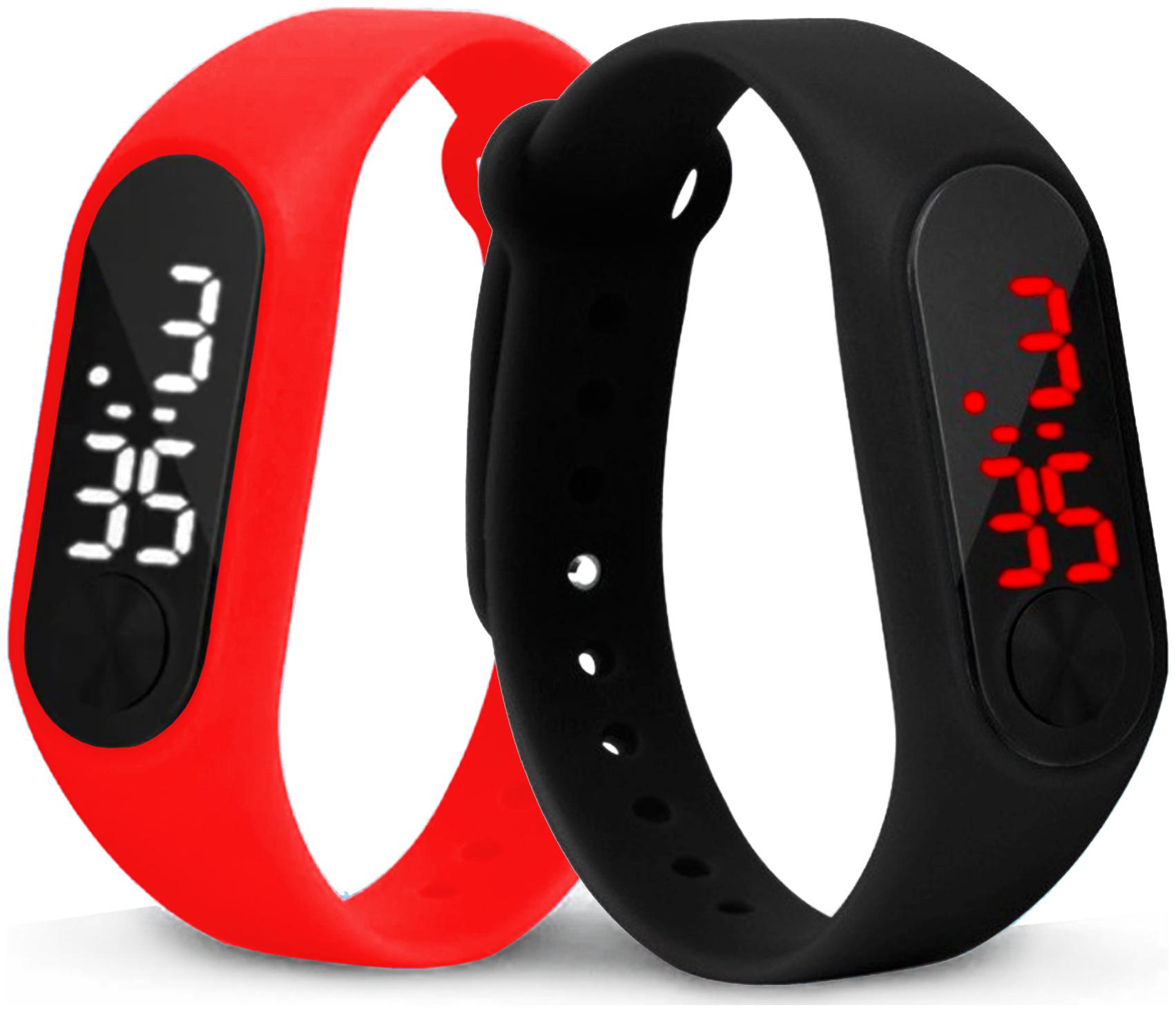 

Time Up Combo of 2 Extremely Thin Waterproof Bullet-Shape Design Digital LED Kids Watches For Boys Girls-OLED-RED-CMB-1