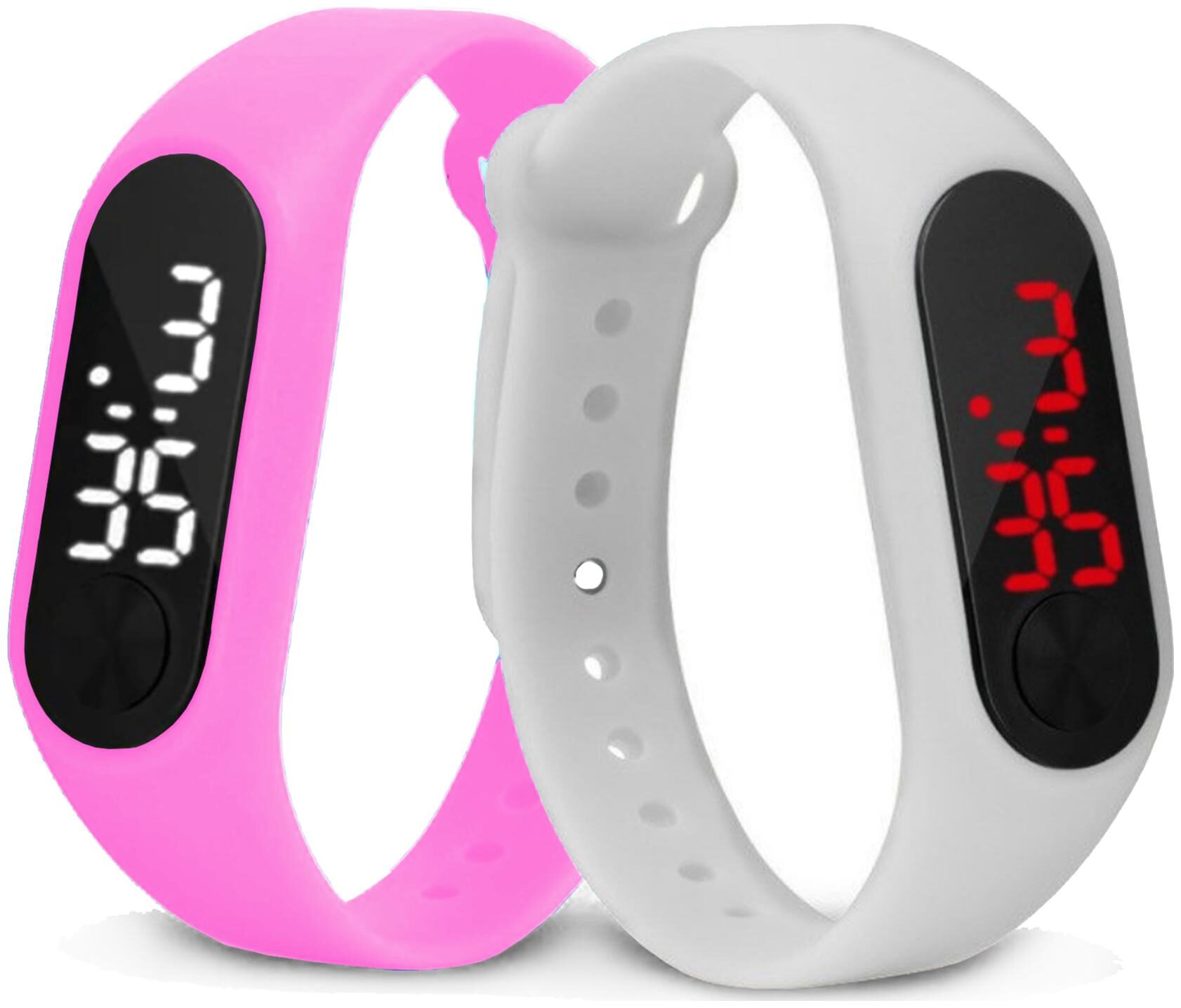 

Time Up Combo of 2 Extremely Thin Waterproof Bullet-Shape Design Digital LED Kids Watches For Boys Girls-OLED-PINK-CMB-10