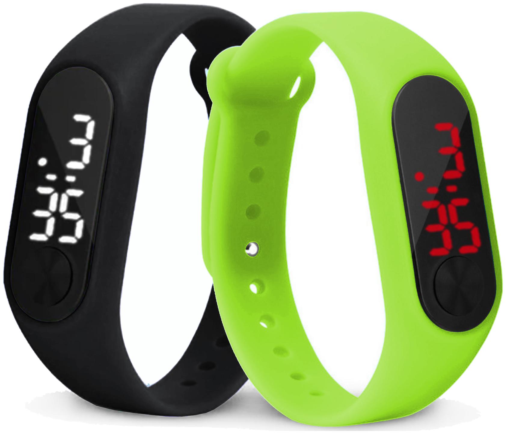 

Time Up Combo of 2 Extremely Thin Waterproof Bullet-Shape Design Digital LED Kids Watches For Boys Girls-OLED-BLACK-CMB-9