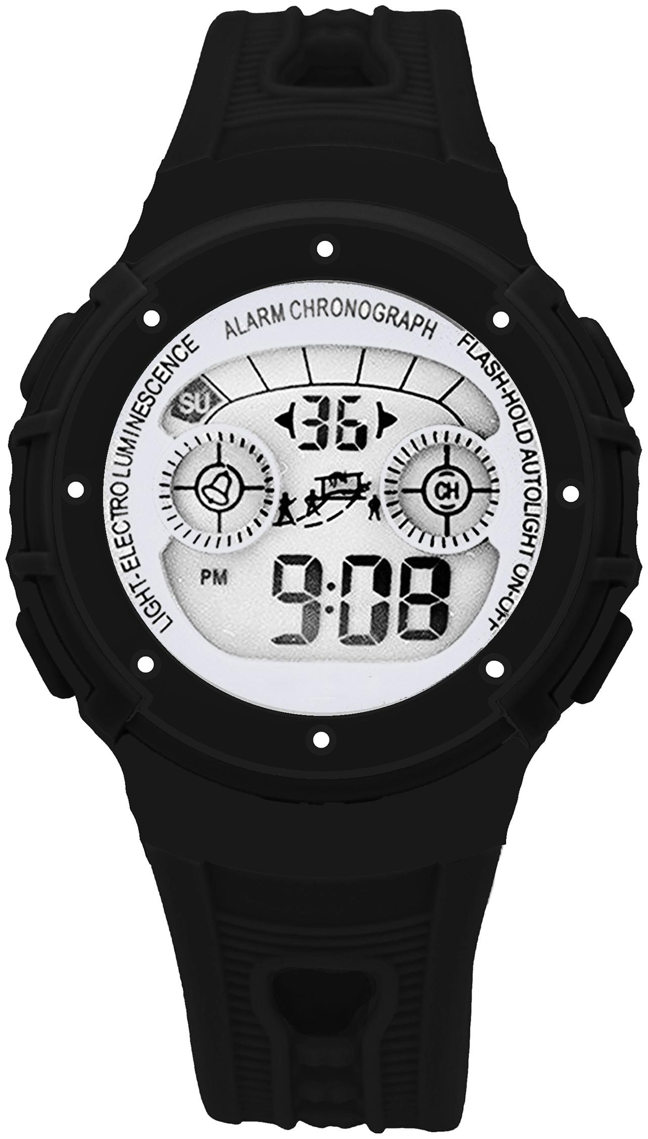 

Time Up Digital Alarm Function WaterProof BackLight Watch for Boys Girls