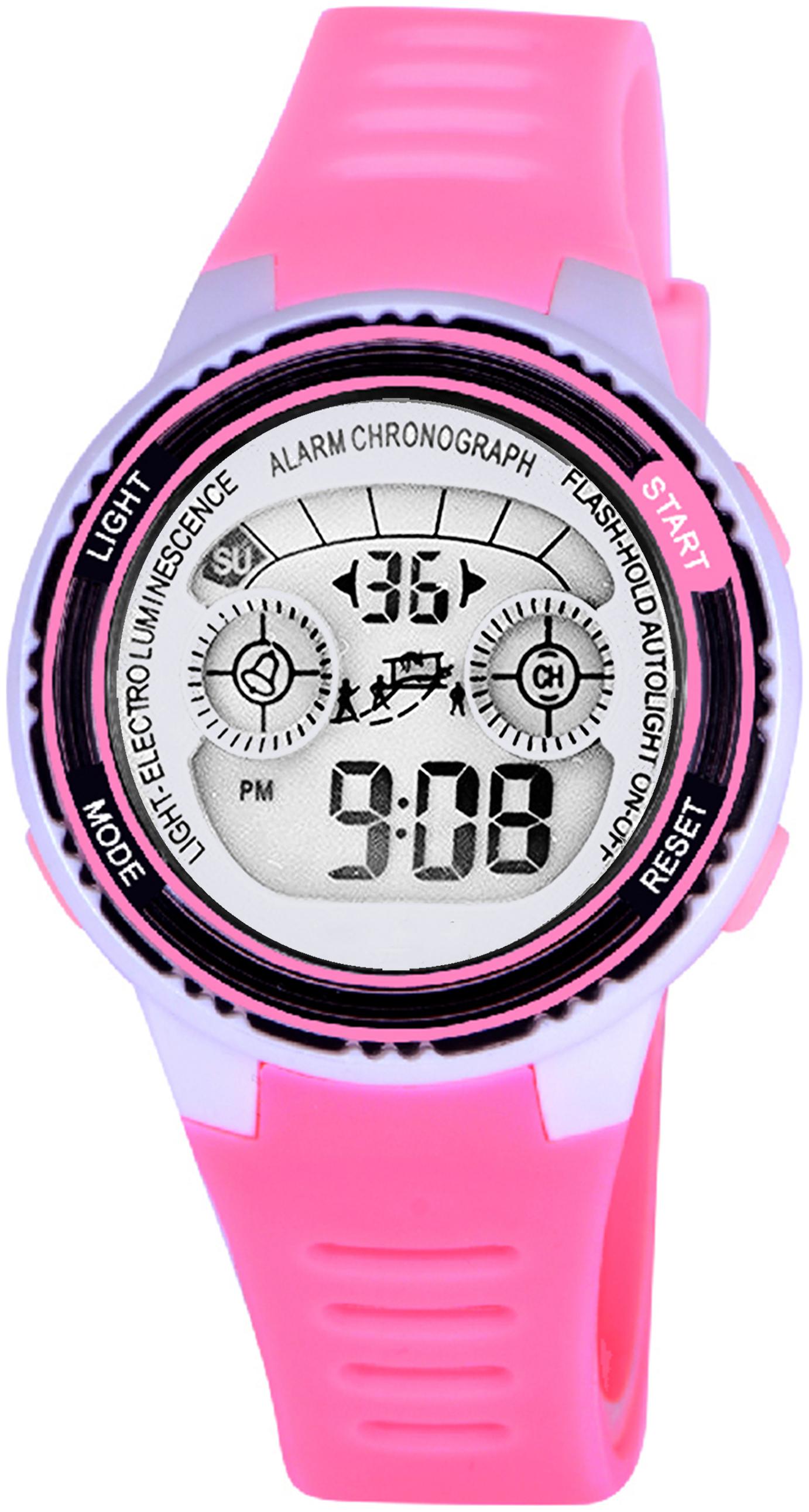 

Time Up Digital Alarm Function WaterProof BackLight Watch for Boys Girls
