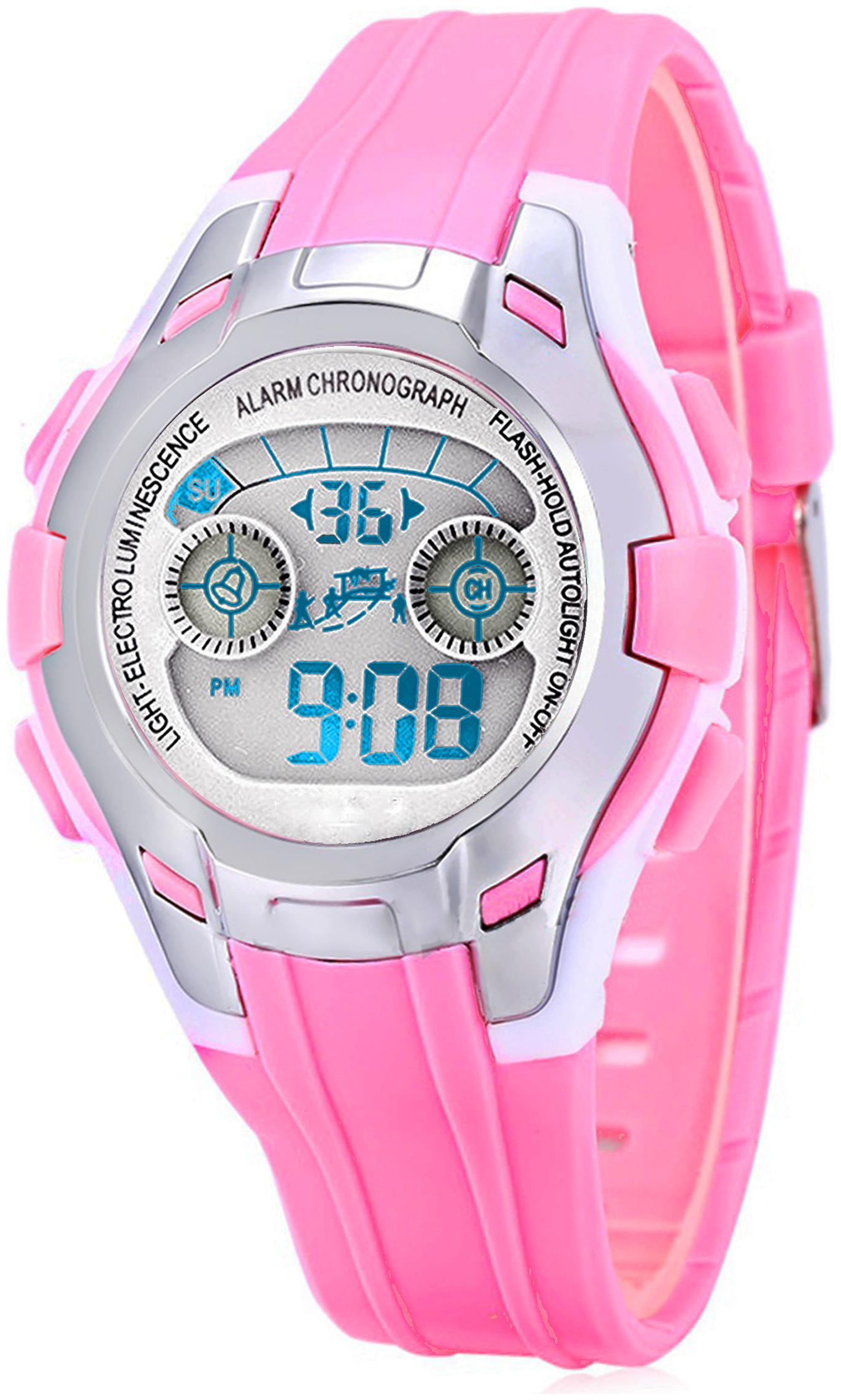 

Time Up Digital Alarm Function WaterProof BackLight Watch for Boys Girls