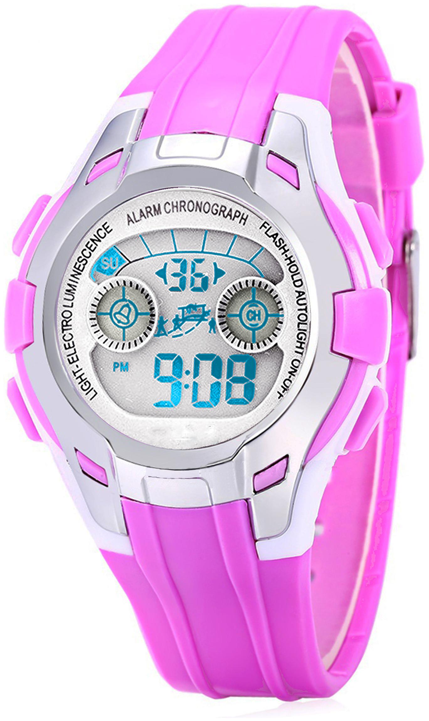 

Time Up Digital Alarm Function WaterProof BackLight Watch for Boys Girls