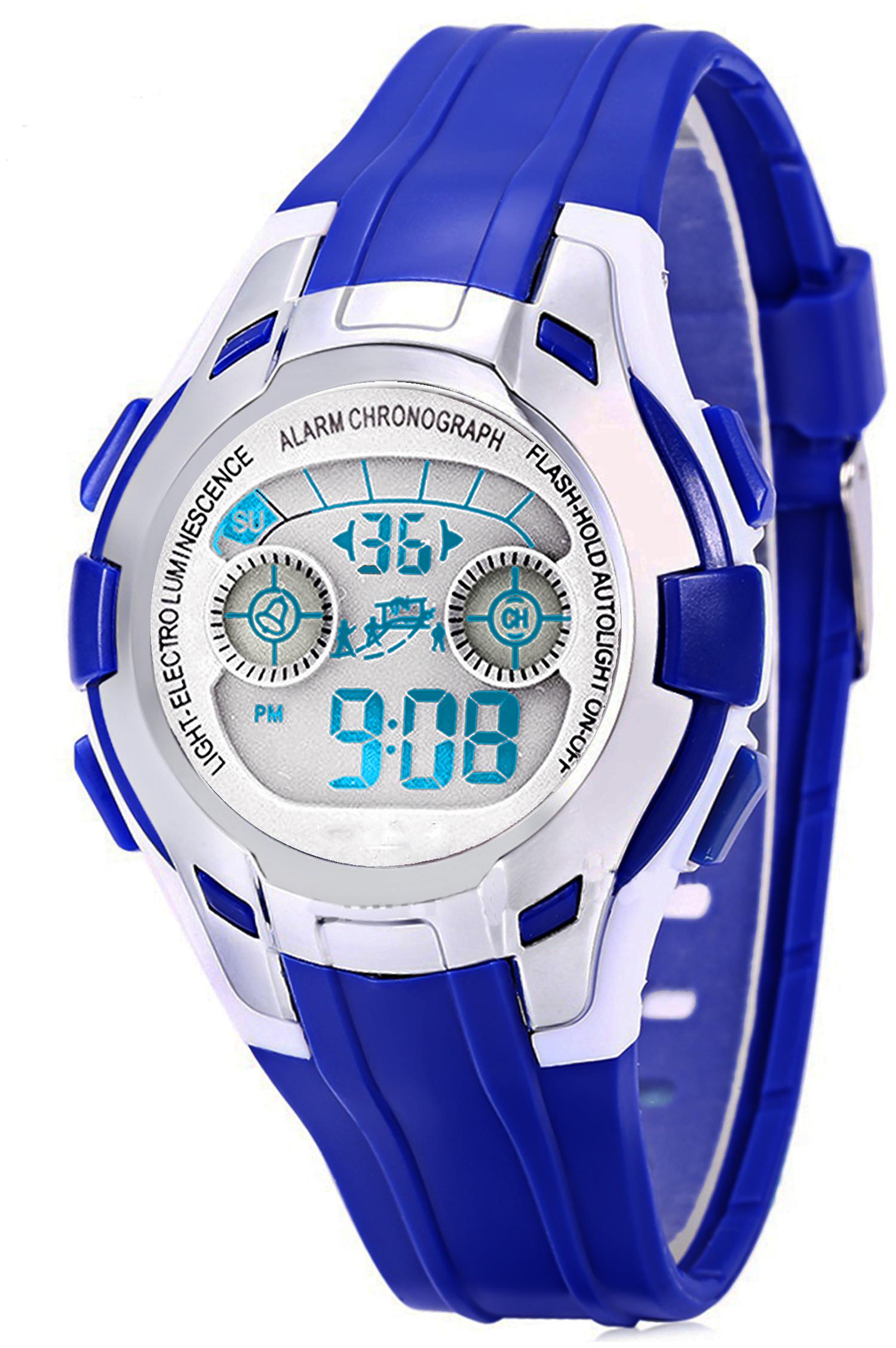 

Time Up Digital Alarm Function WaterProof BackLight Watch for Boys Girls