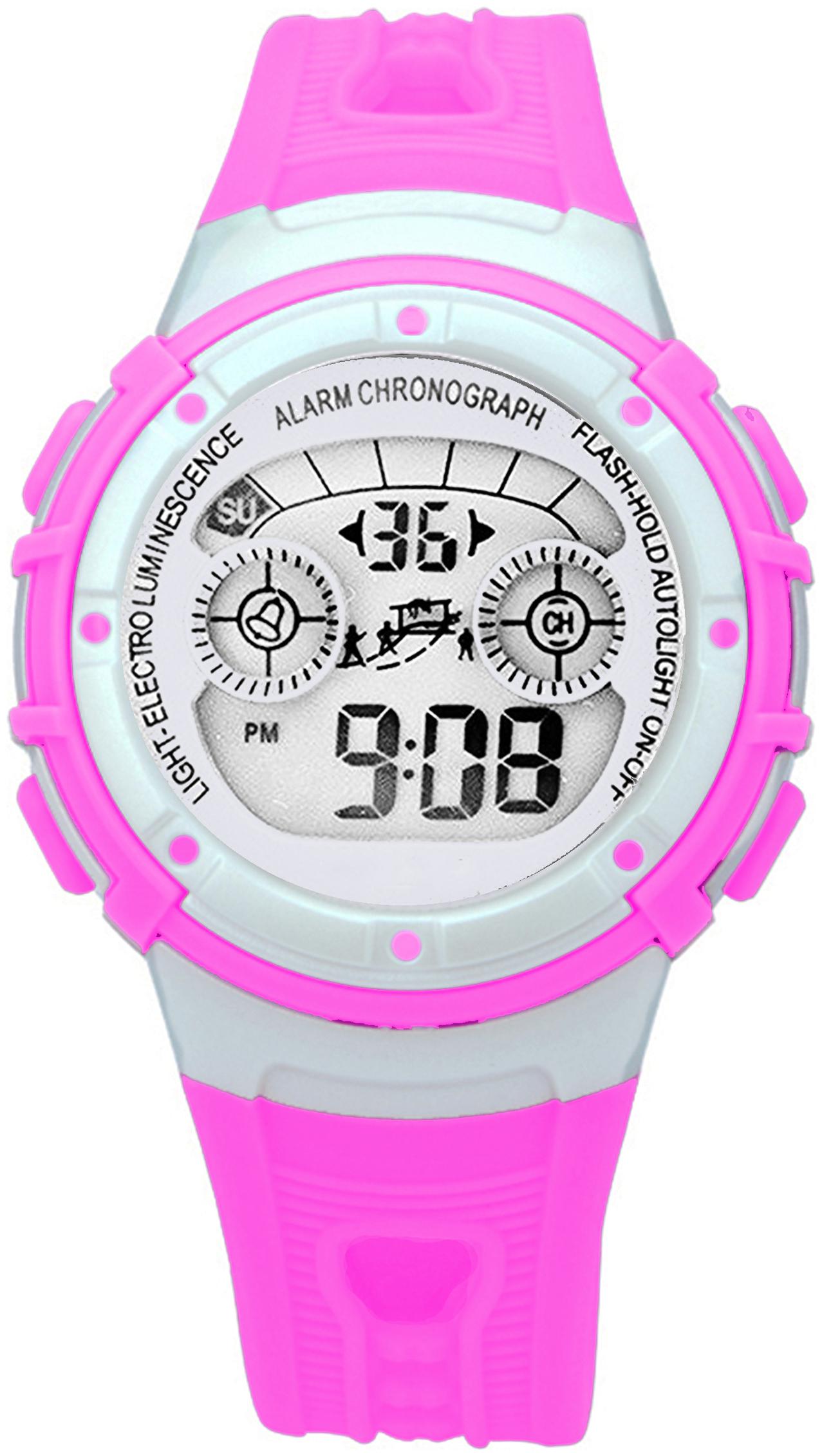 

Time Up Digital Alarm Function WaterProof BackLight Watch for Boys Girls