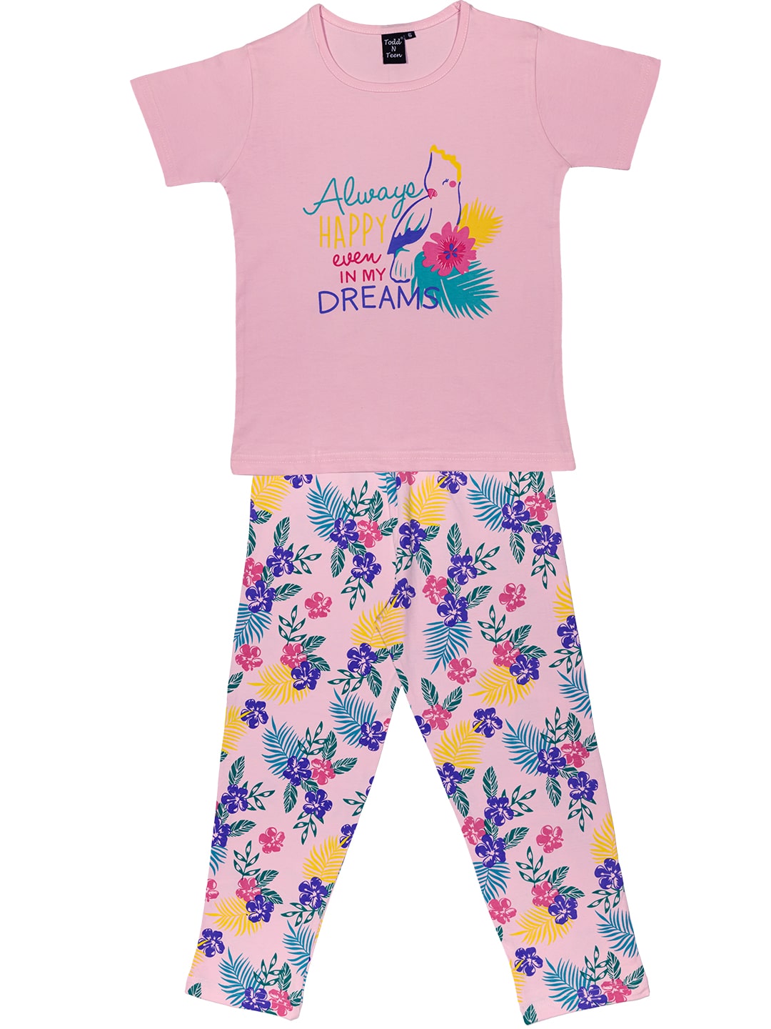 

Todd N Teen Girl Cotton Top Bottom Set - Pink