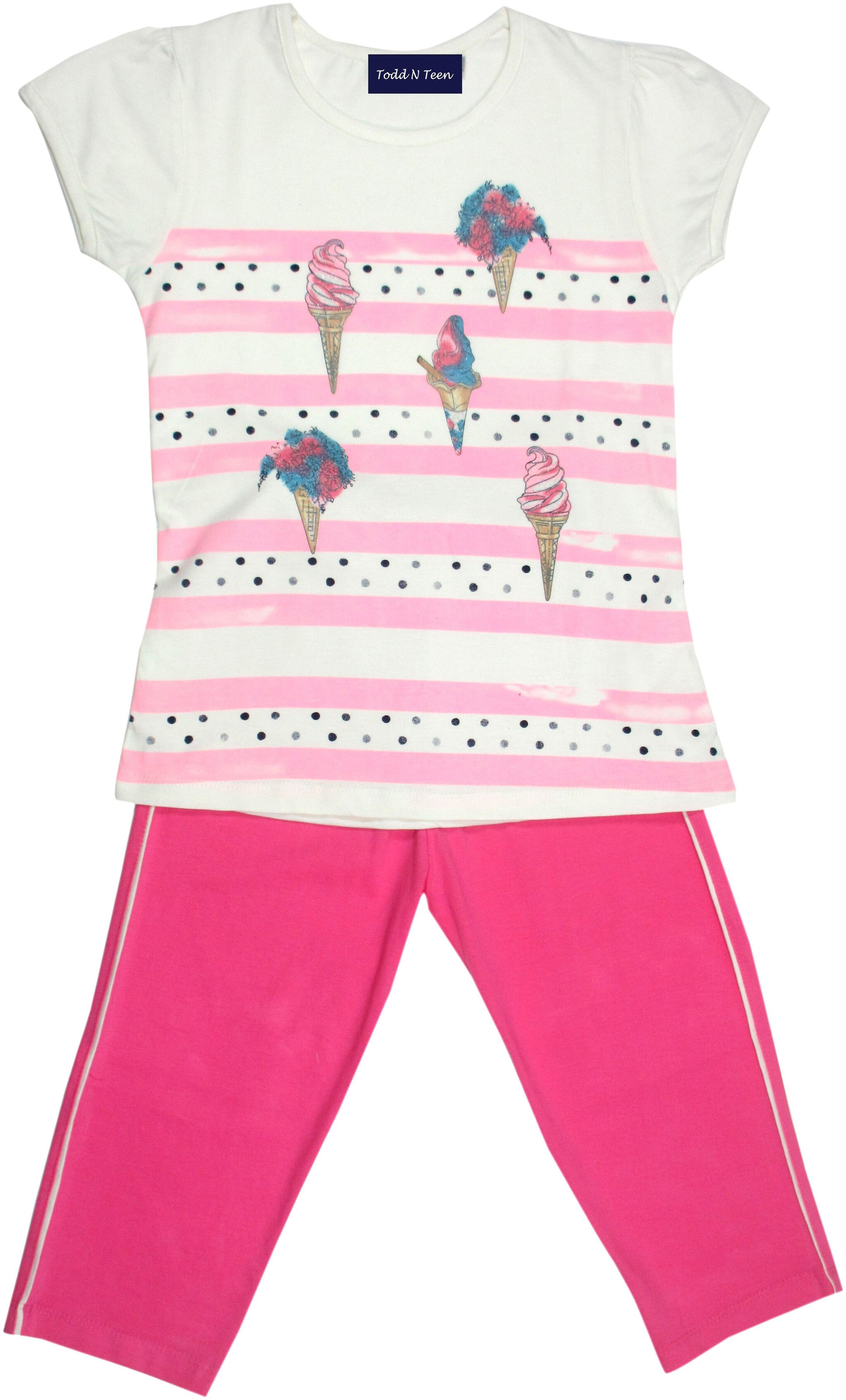 

Todd N Teen Girl Cotton Top Bottom Set - Pink