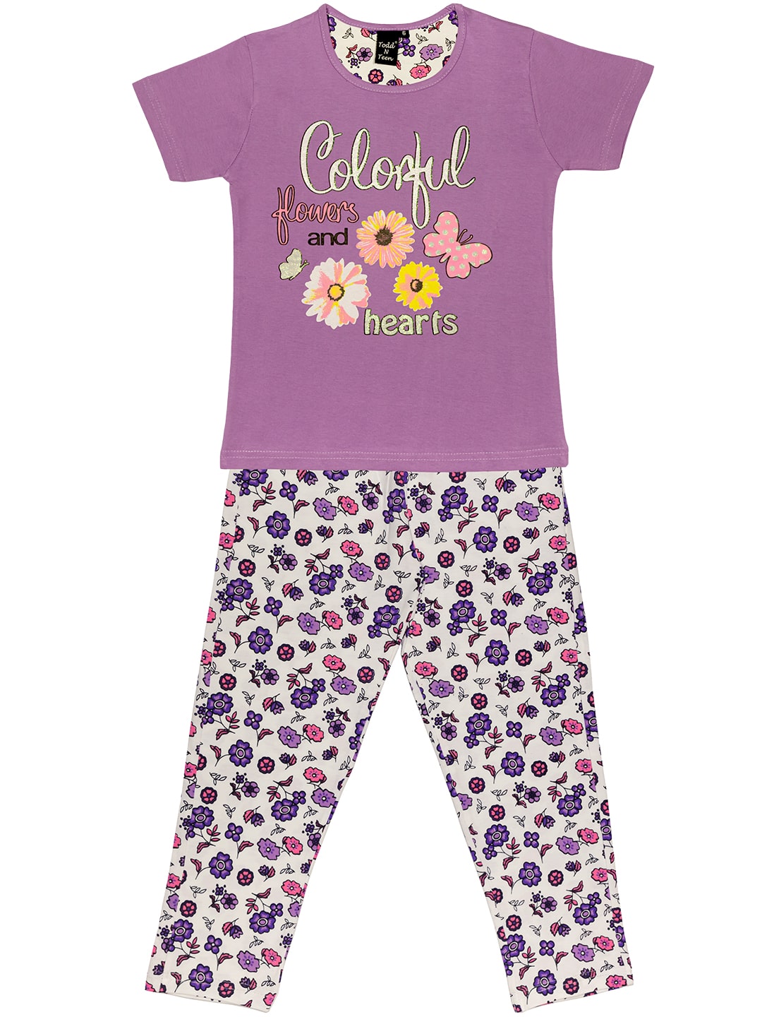 

Todd N Teen Girl Cotton Top Bottom Set - Purple