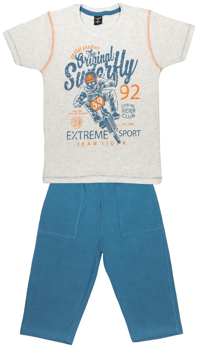 

Todd N Teen Cotton Printed Top Bottom Set - Grey Blue