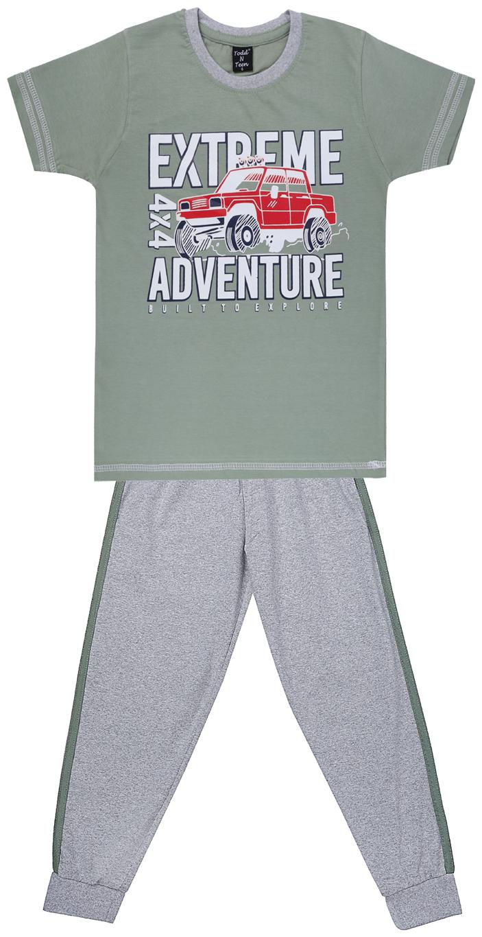 

Todd N Teen Cotton Printed Top Bottom Set - Green