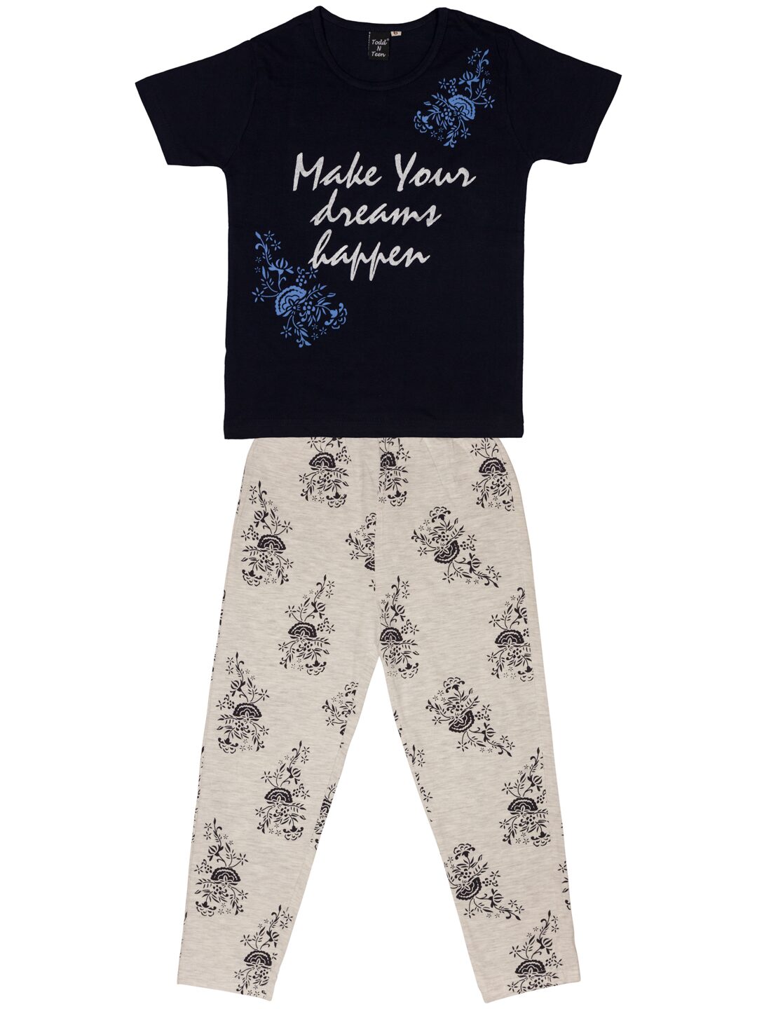 

Todd N Teen Girl Cotton Top Bottom Set - Blue White