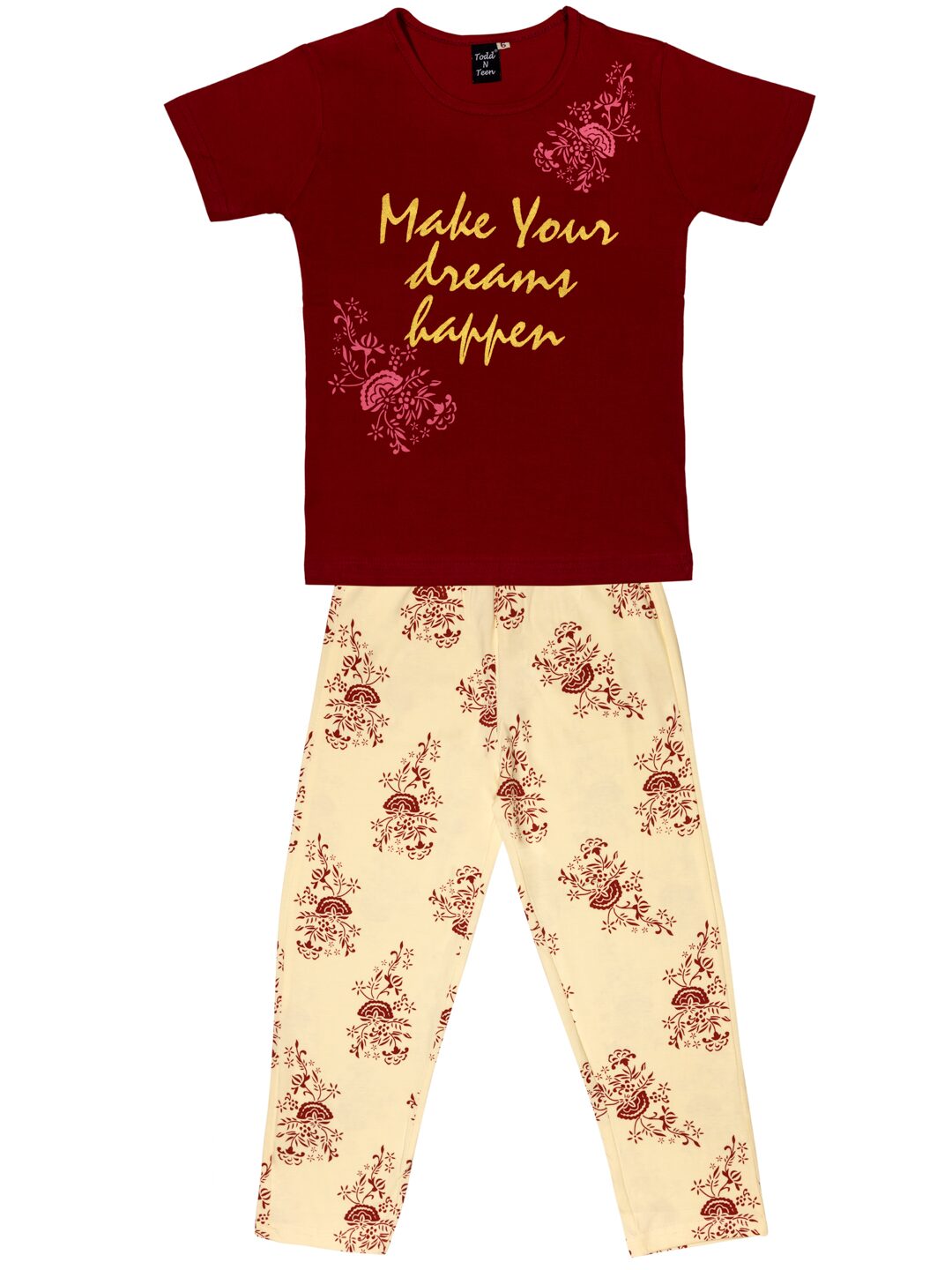 

Todd N Teen Girl Cotton Top Bottom Set - Maroon