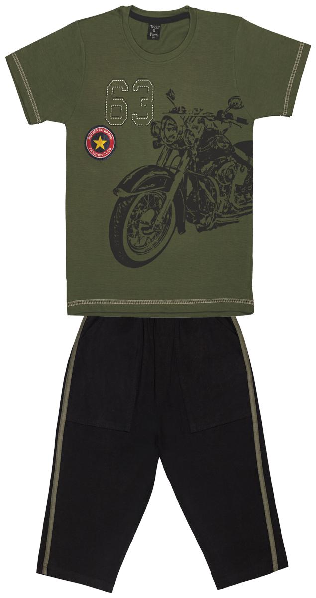 

Todd N Teen Cotton Printed Top Bottom Set - Green Blue