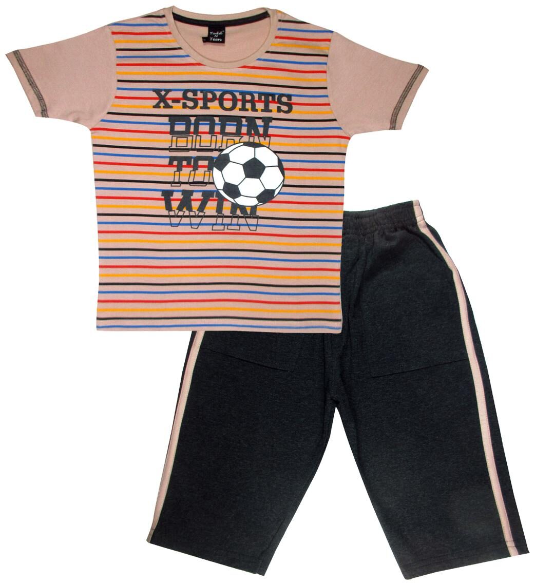 

Todd N Teen Cotton Striped Top Bottom Set - Multi