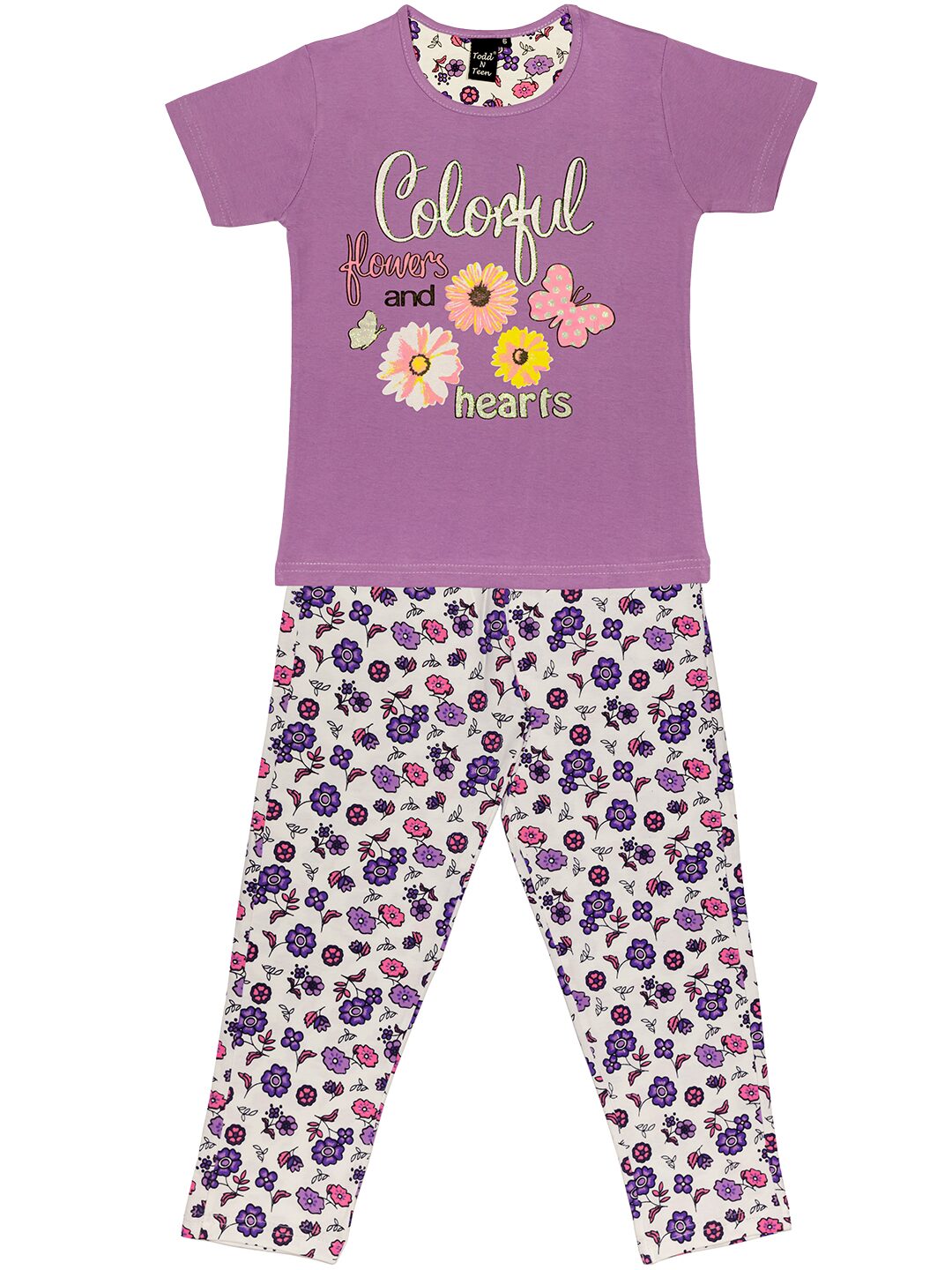

Todd N Teen Girl Cotton Top Bottom Set - Purple