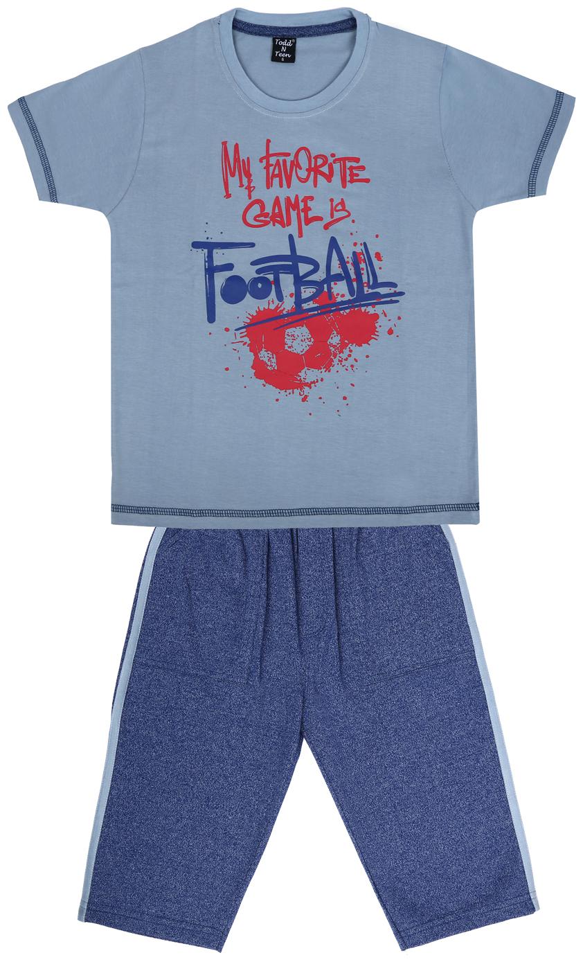 

Todd N Teen Cotton Printed Top Bottom Set - Blue