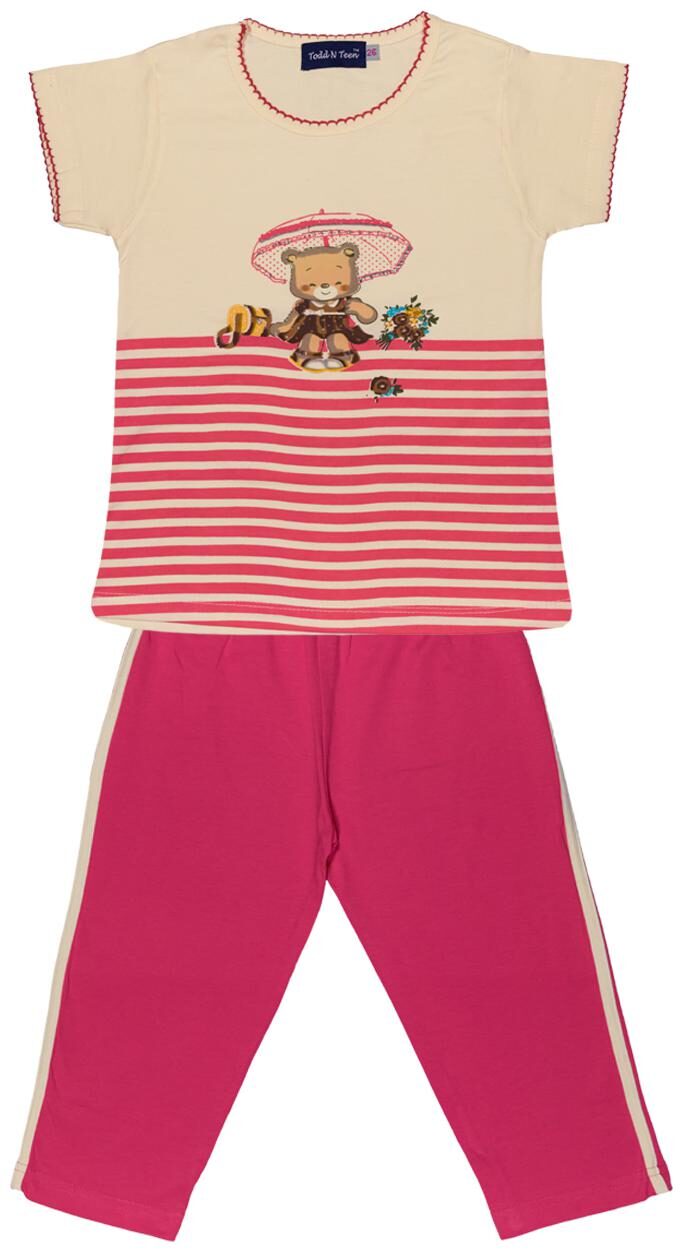 

Todd N Teen Girl Cotton Top Bottom Set - Yellow Pink