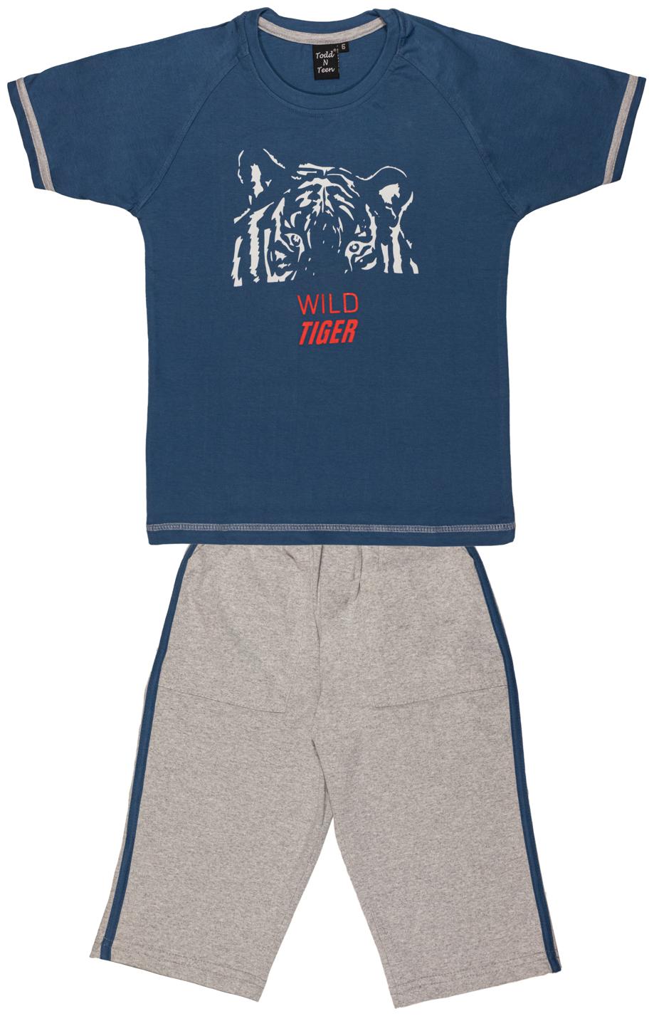 

Todd N Teen Cotton Printed Top Bottom Set - Blue Grey