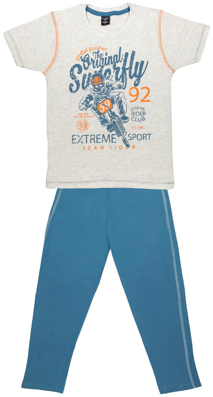 

Todd N Teen Cotton Printed Top Bottom Set - Grey Blue