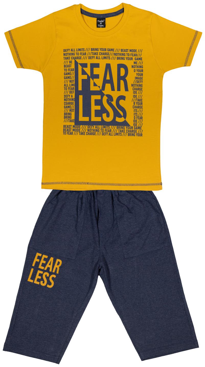 

Todd N Teen Cotton Printed Top Bottom Set - Yellow Blue