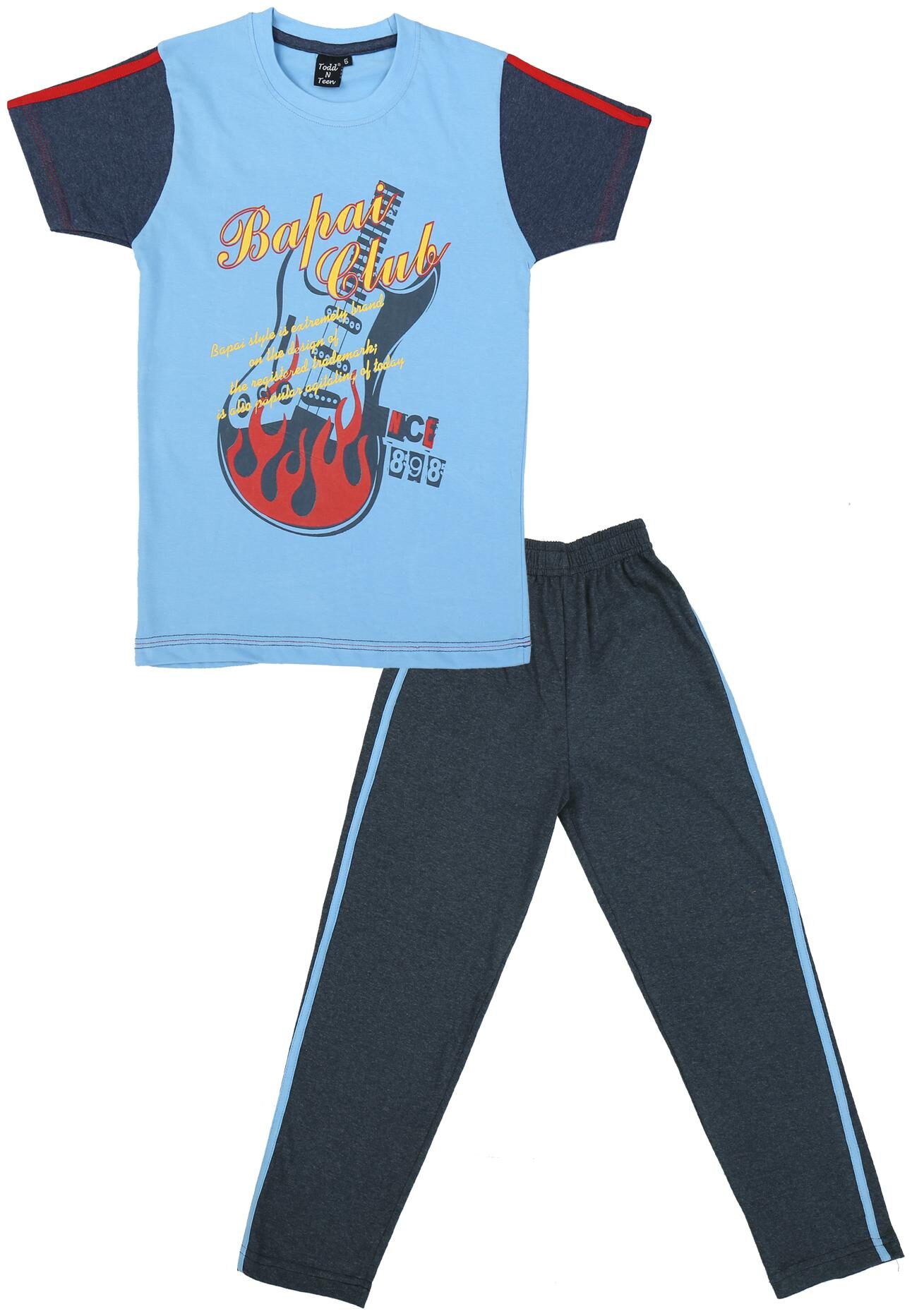 

Todd N Teen Cotton Printed Top Bottom Set - Blue