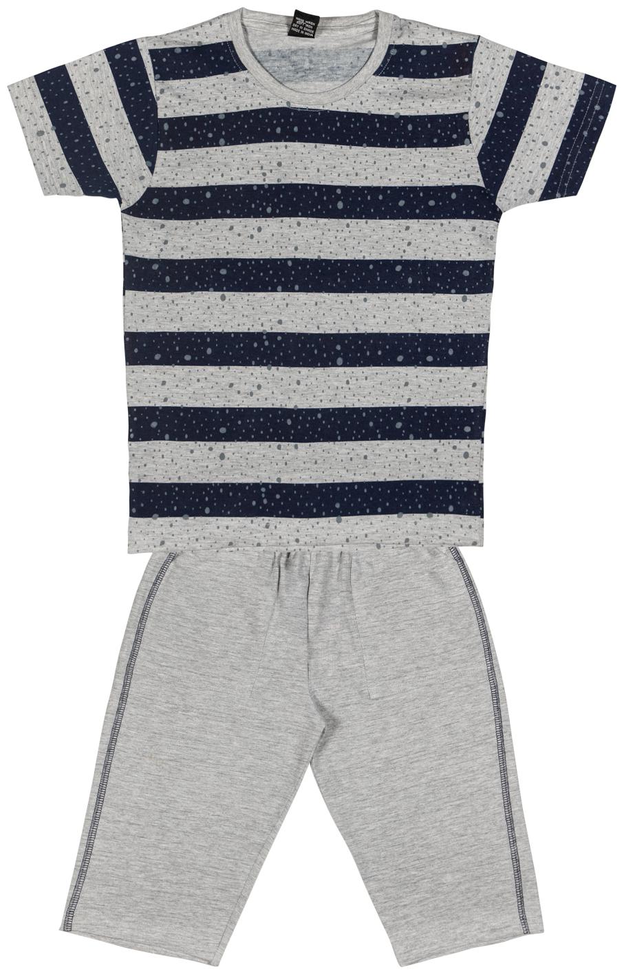 

Todd N Teen Cotton Striped Top Bottom Set - Grey