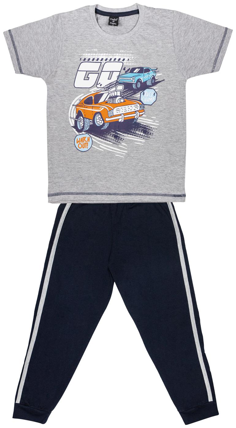 

Todd N Teen Cotton Printed Top Bottom Set - Grey Blue