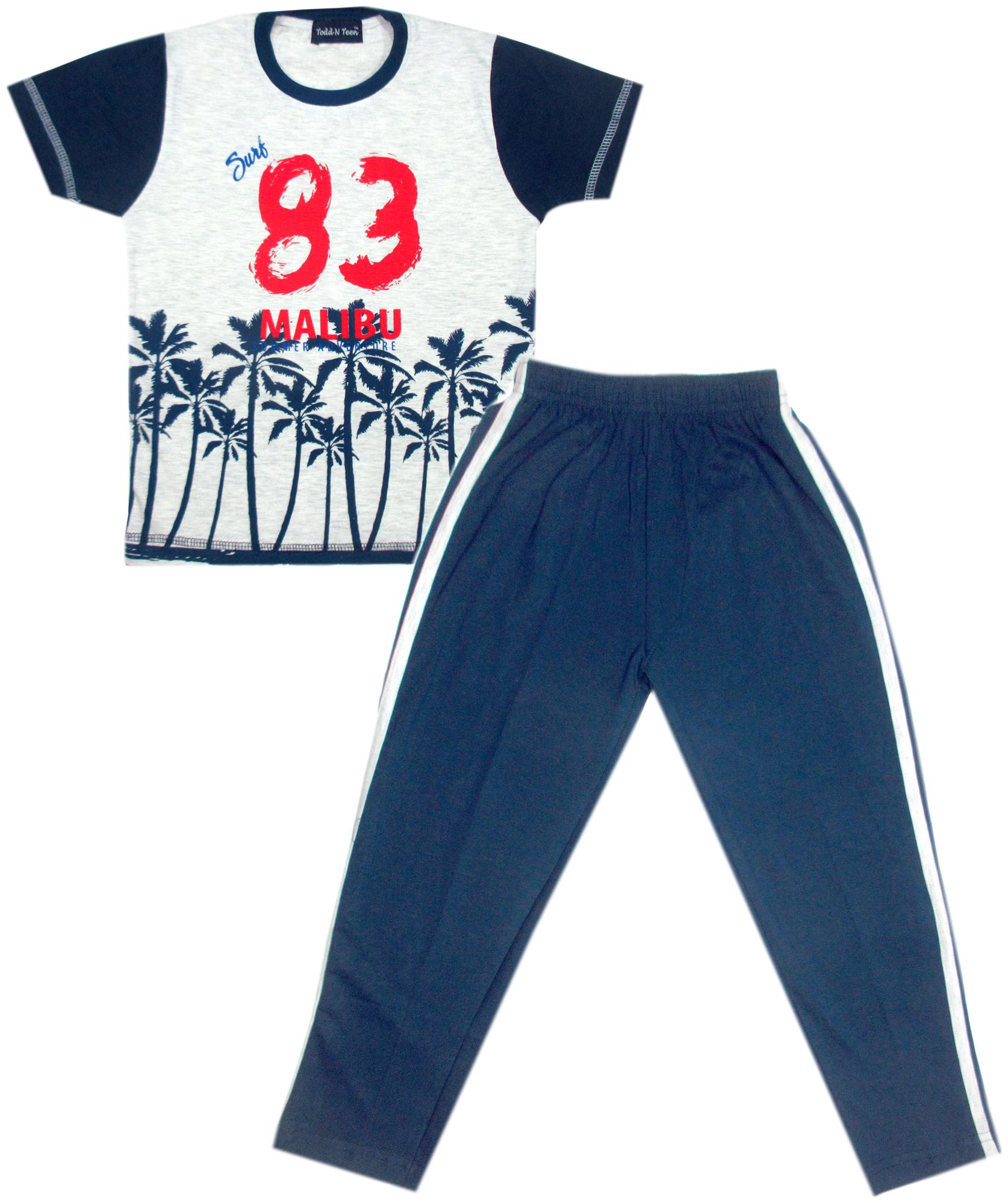 

Todd N Teen Cotton Printed Top Bottom Set - Blue White