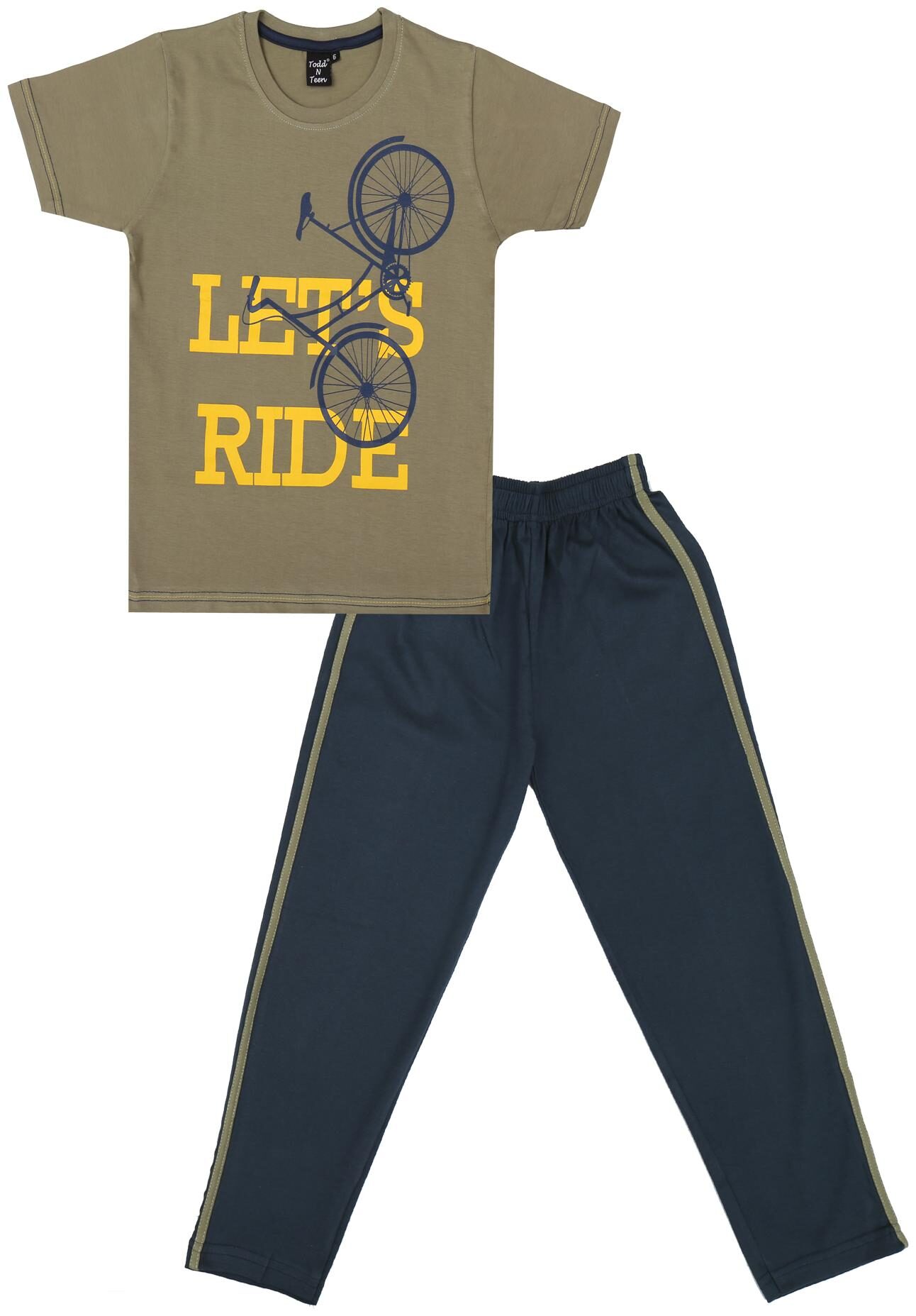 

Todd N Teen Cotton Printed Top Bottom Set - Green Blue