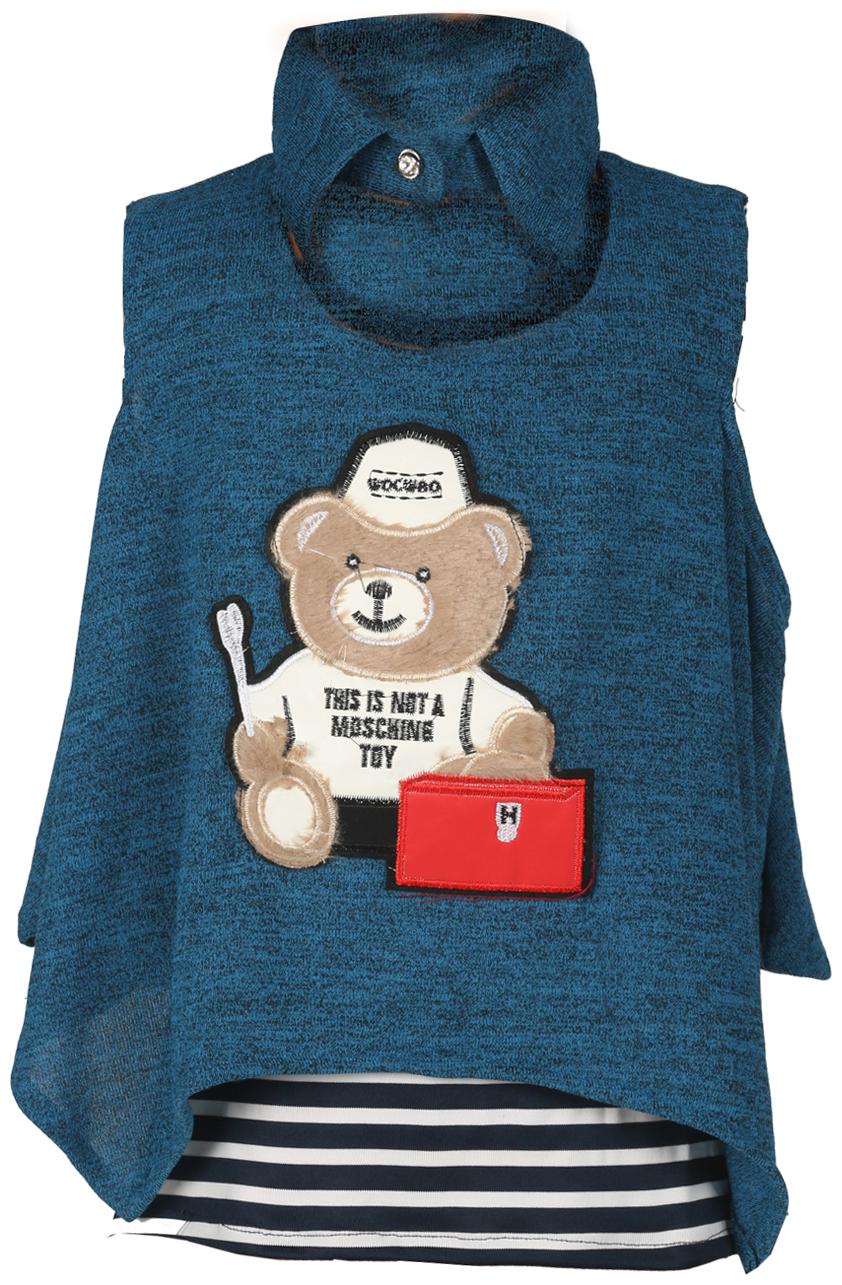 

TOONYPORT Cotton blend Printed Top for Baby Girl - Blue