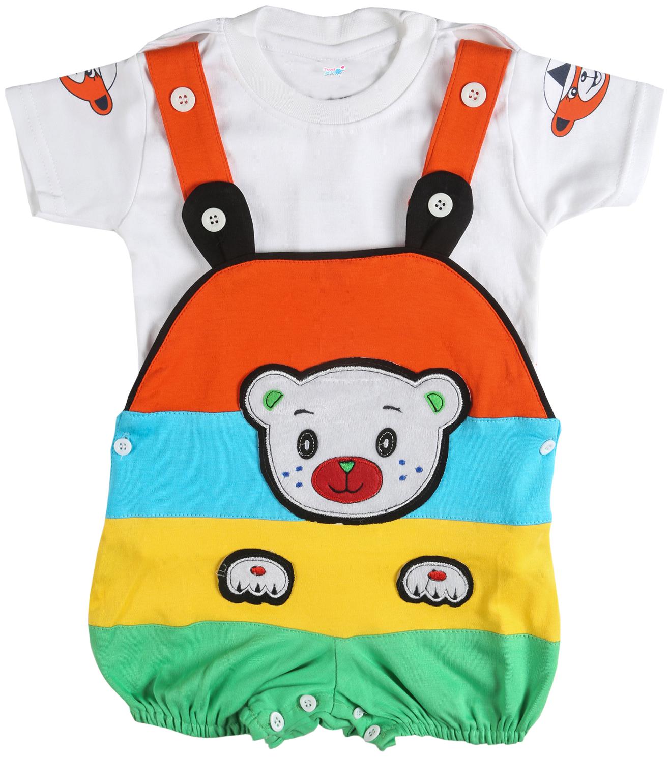

Toonyport Bear Print Baby Dungree Dress - Multi