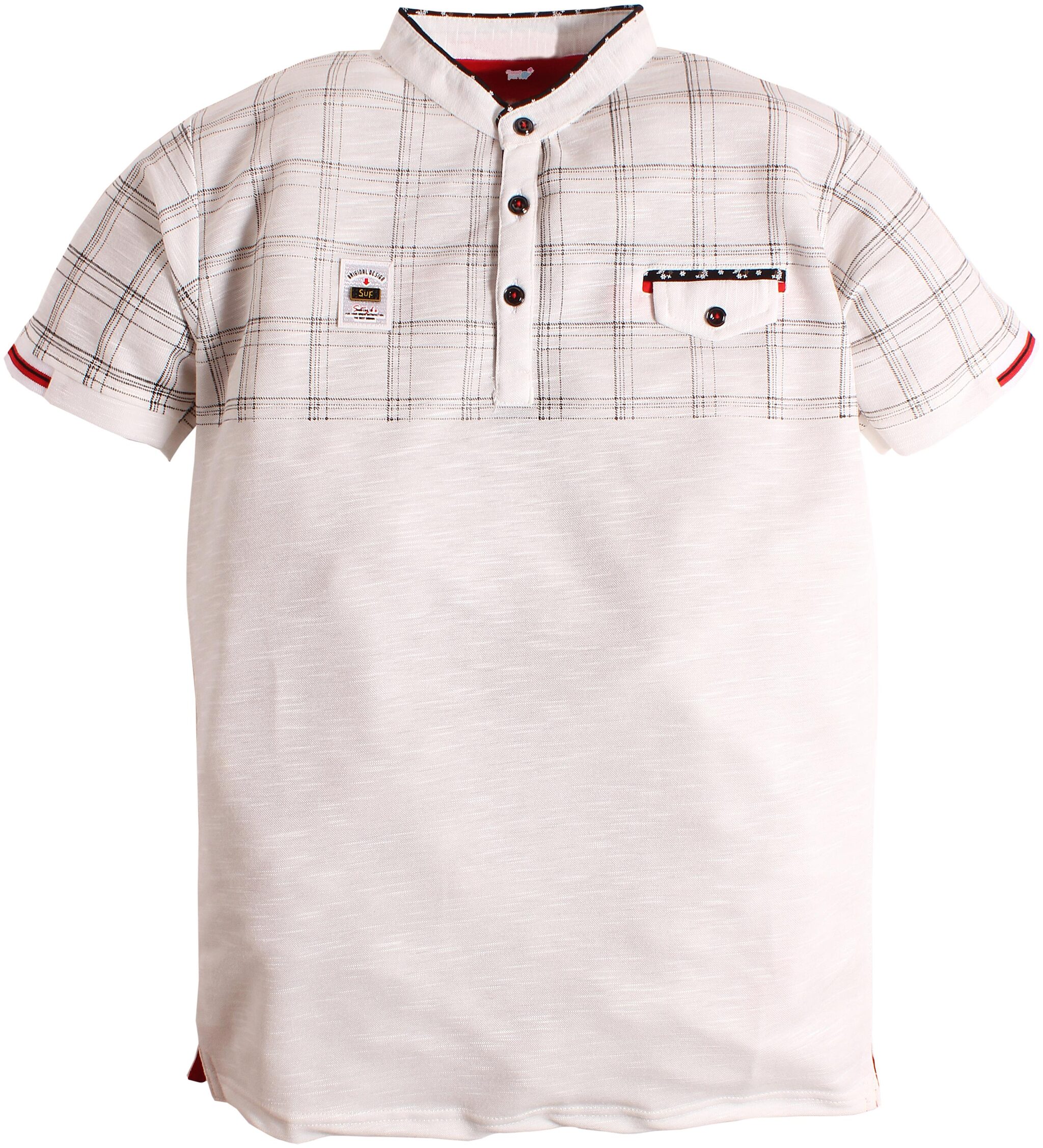 

TOONYPORT Boy Cotton blend Checked T-shirt - White