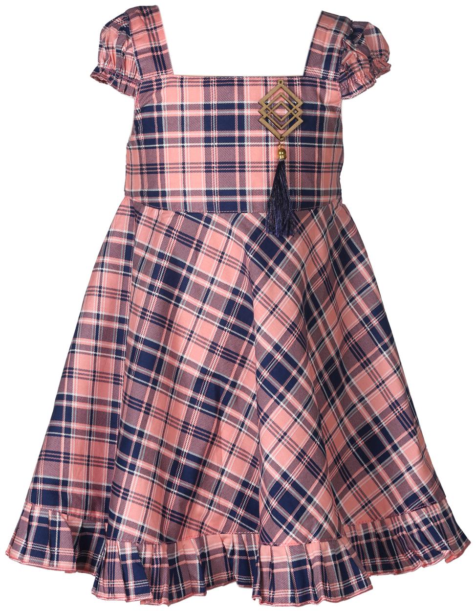 

TOONYPORT Baby girl Cotton blend Checked Princess frock - Pink