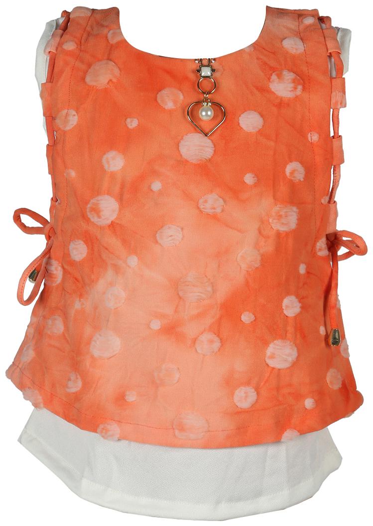 

TOONYPORT Denim Printed Top for Baby Girl - Orange