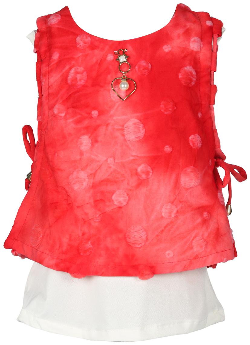 

TOONYPORT Denim Printed Top for Baby Girl - Red