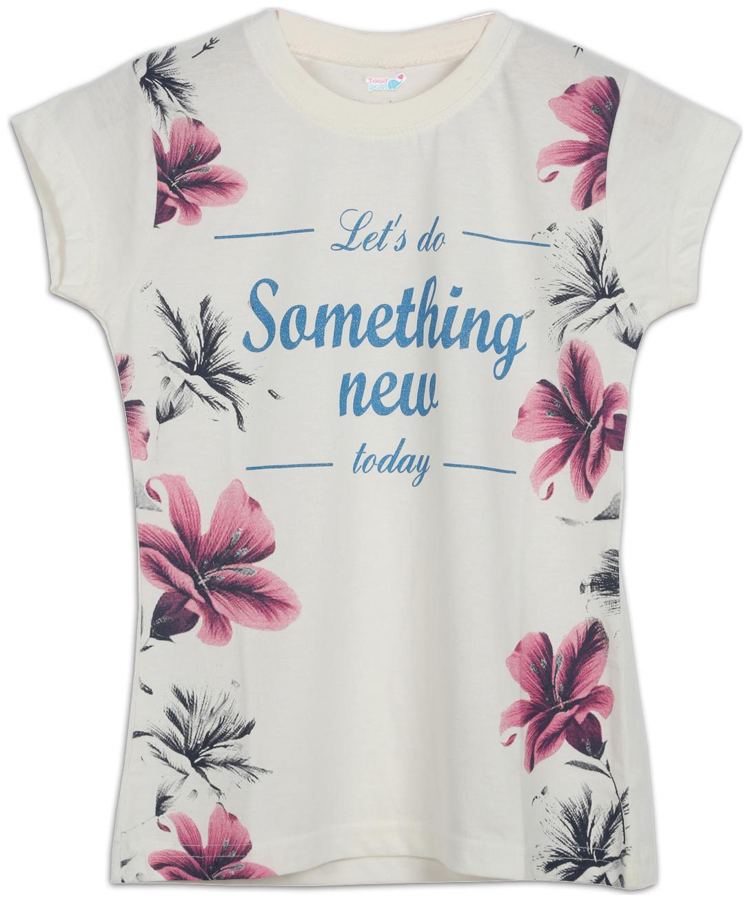 

TOONYPORT Girl Cotton blend Floral T shirt - White