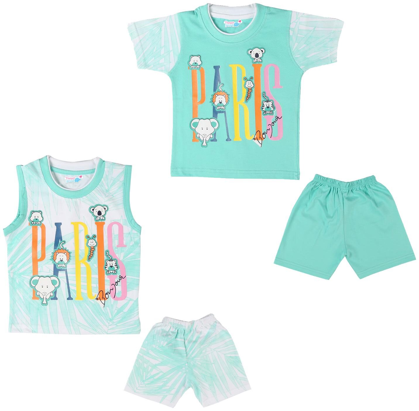 

TOONYPORT Baby boy Top bottom set - Green White