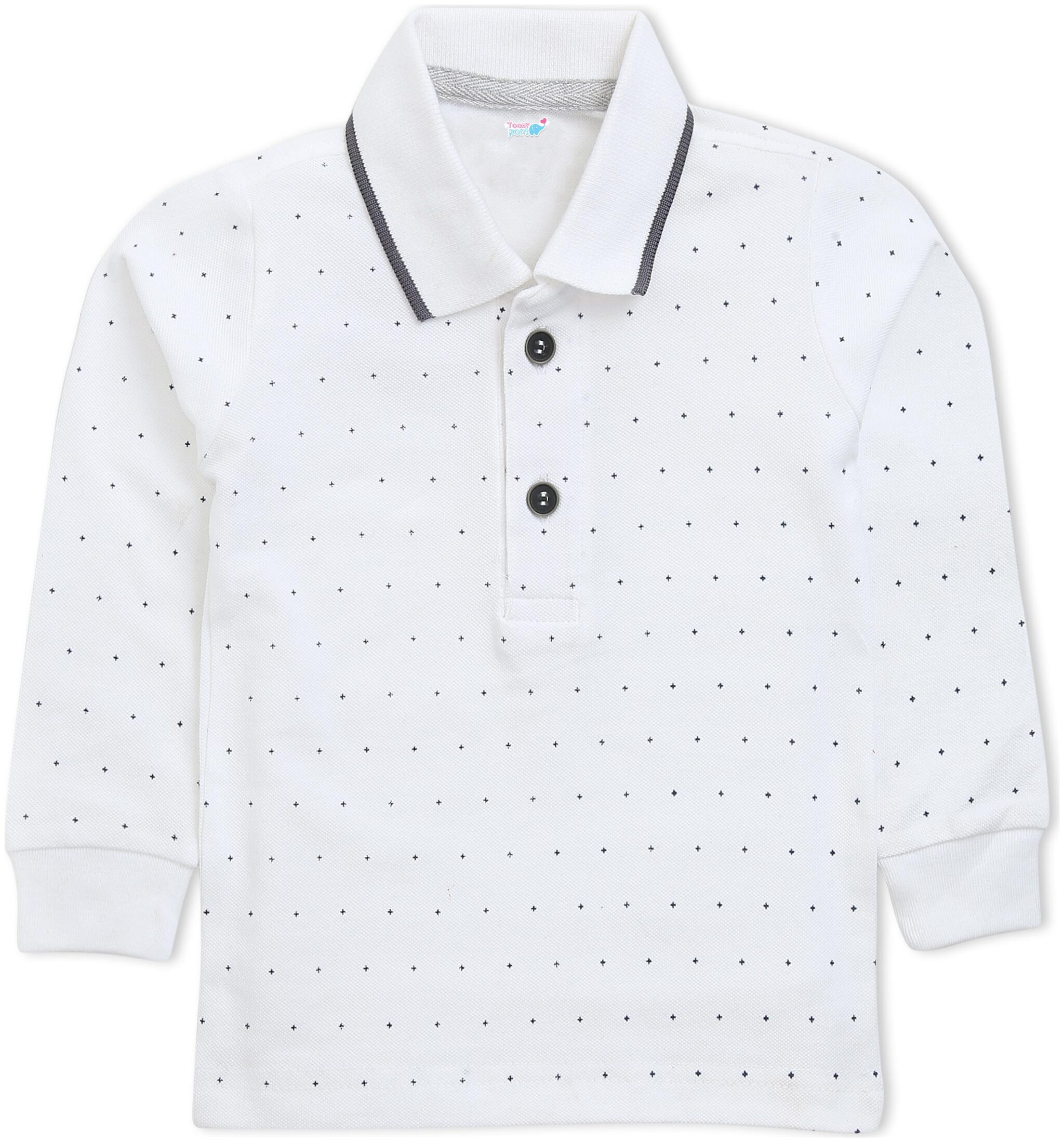 

TOONYPORT Cotton Blend White Polka Dots Tshirt For Boy