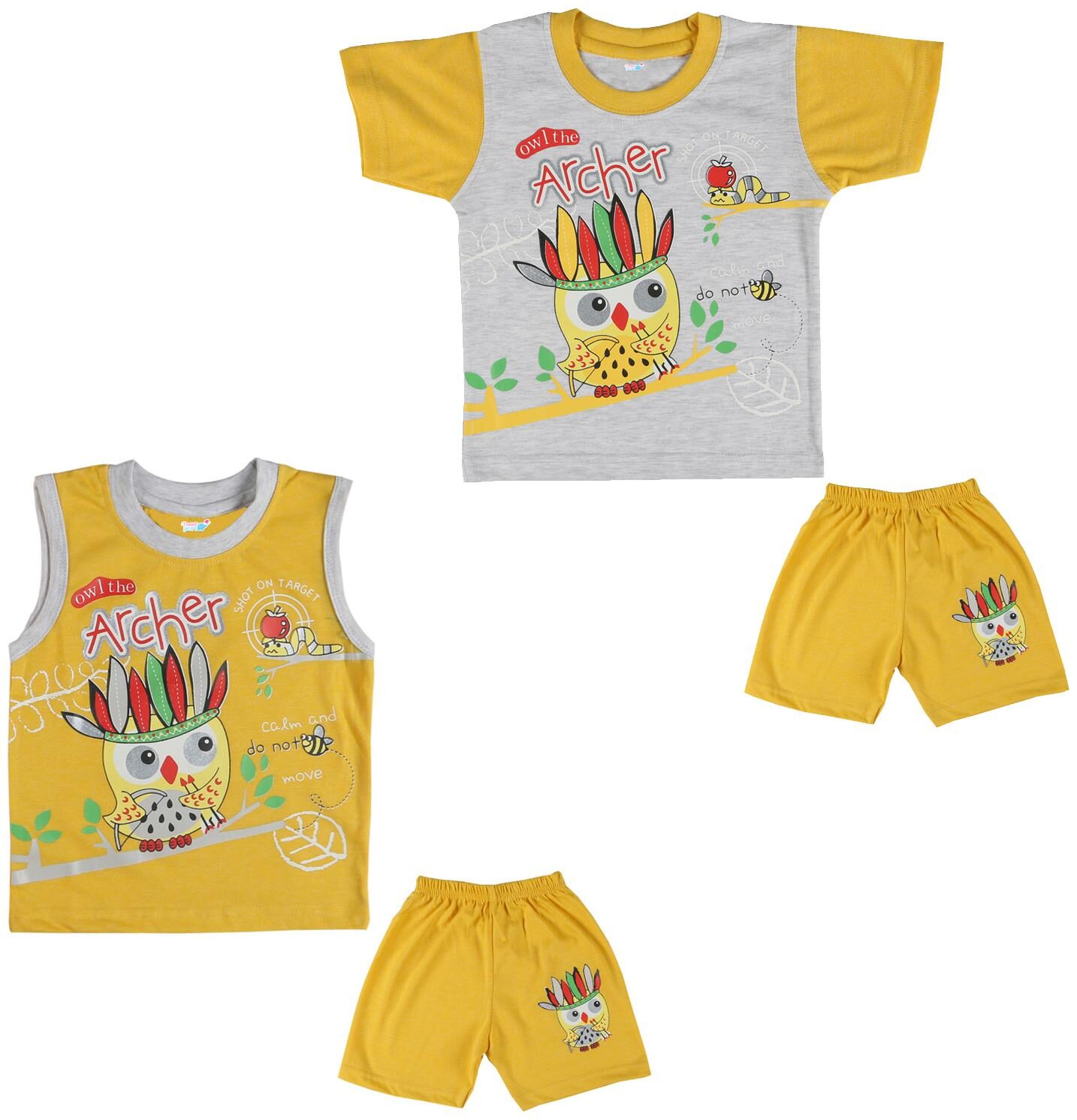 

TOONYPORT Baby boy Top bottom set - Yellow Grey