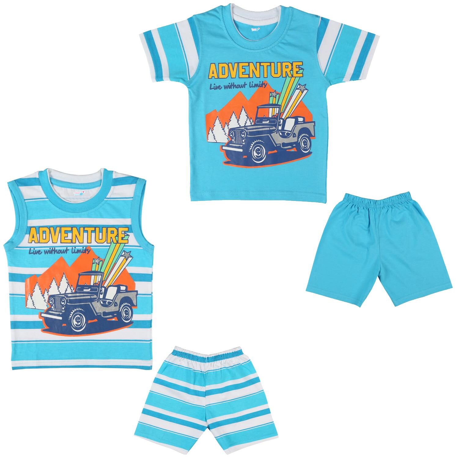 

TOONYPORT Baby boy Top bottom set - Blue White