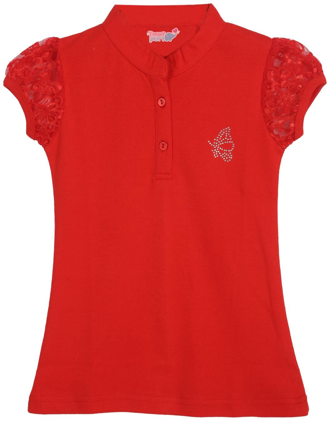 

TOONYPORT Girl Cotton blend Solid T shirt - Red
