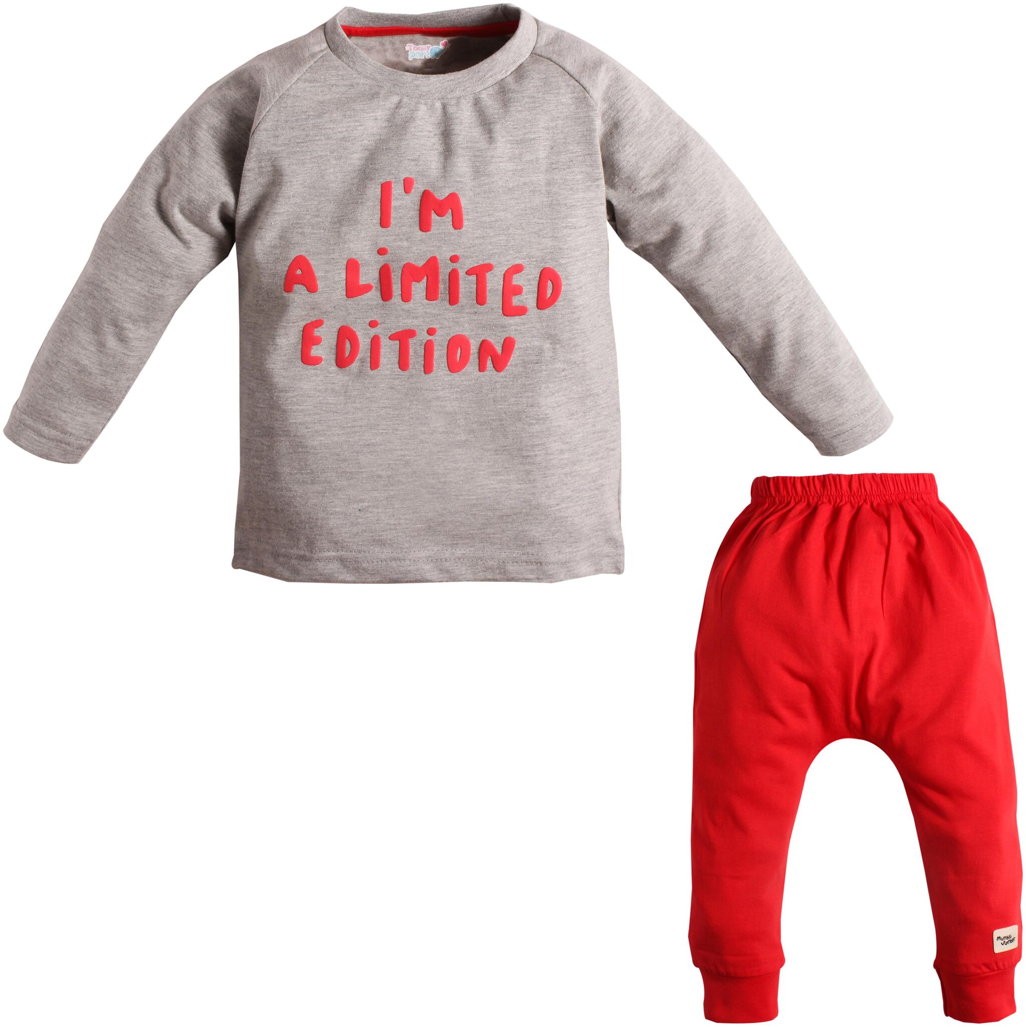 

TOONYPORT Baby boy Top bottom set - Grey Red