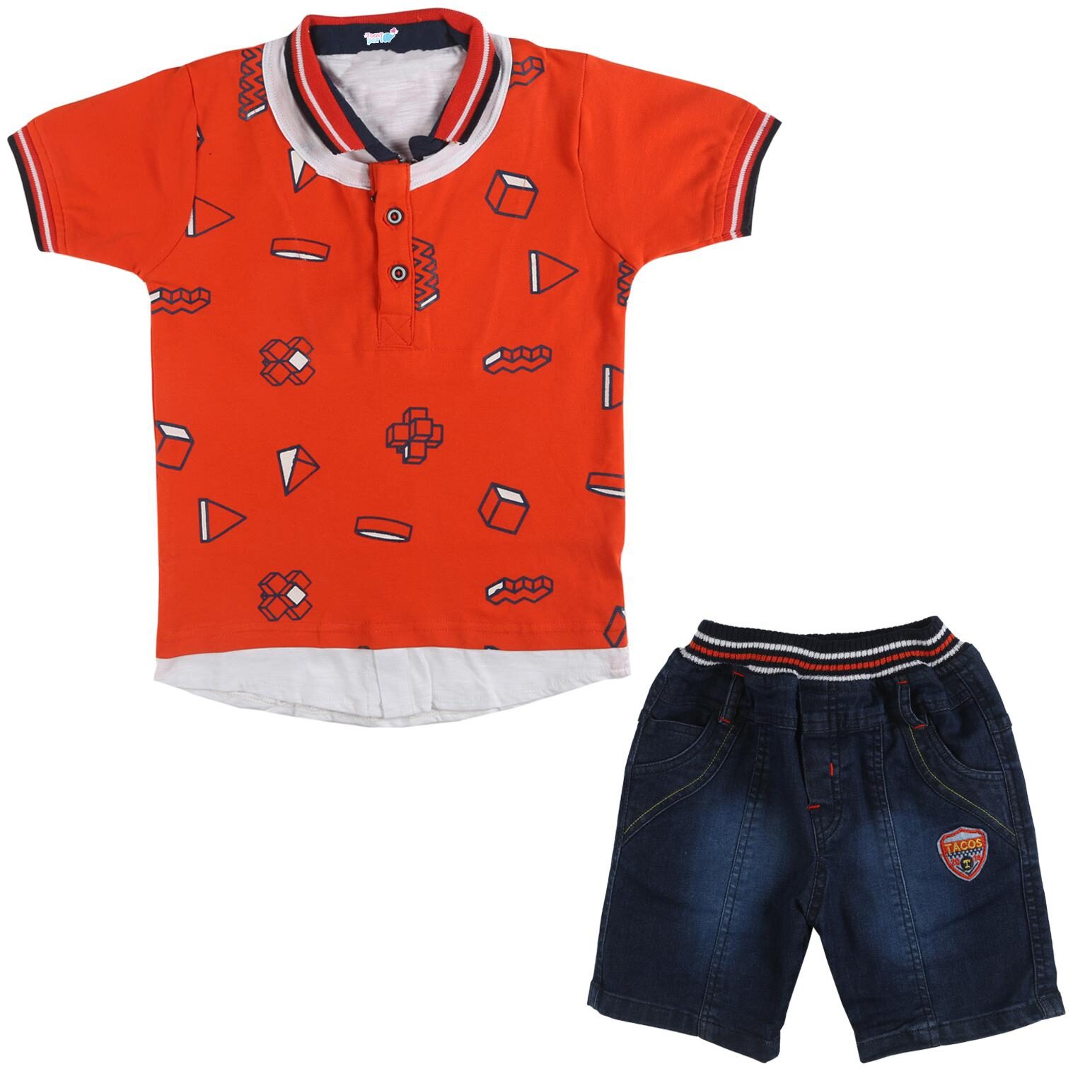 

TOONYPORT Baby boy Top bottom set - Orange Blue