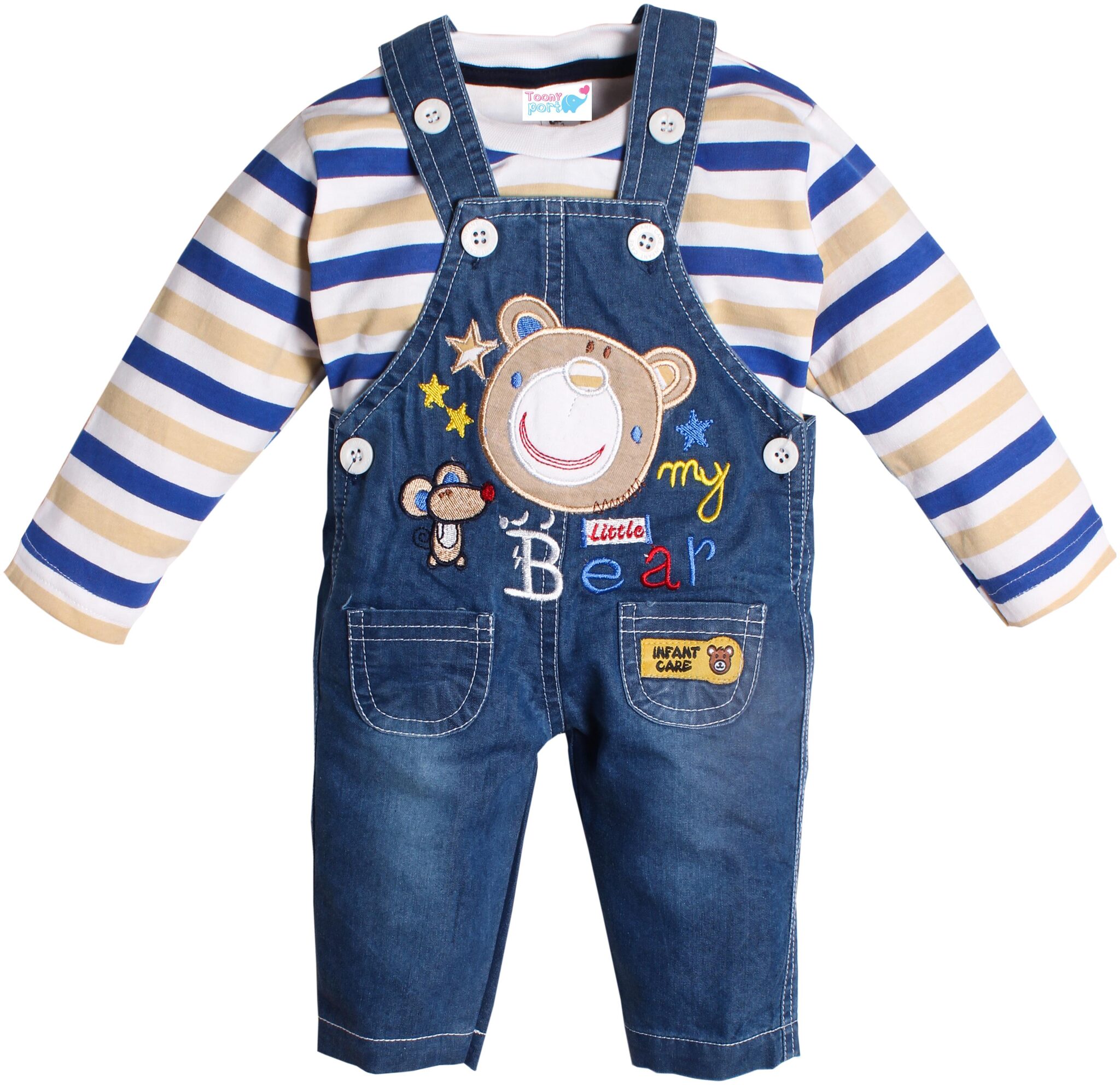 

TOONYPORT Baby boy Denim Printed Romper - Multi
