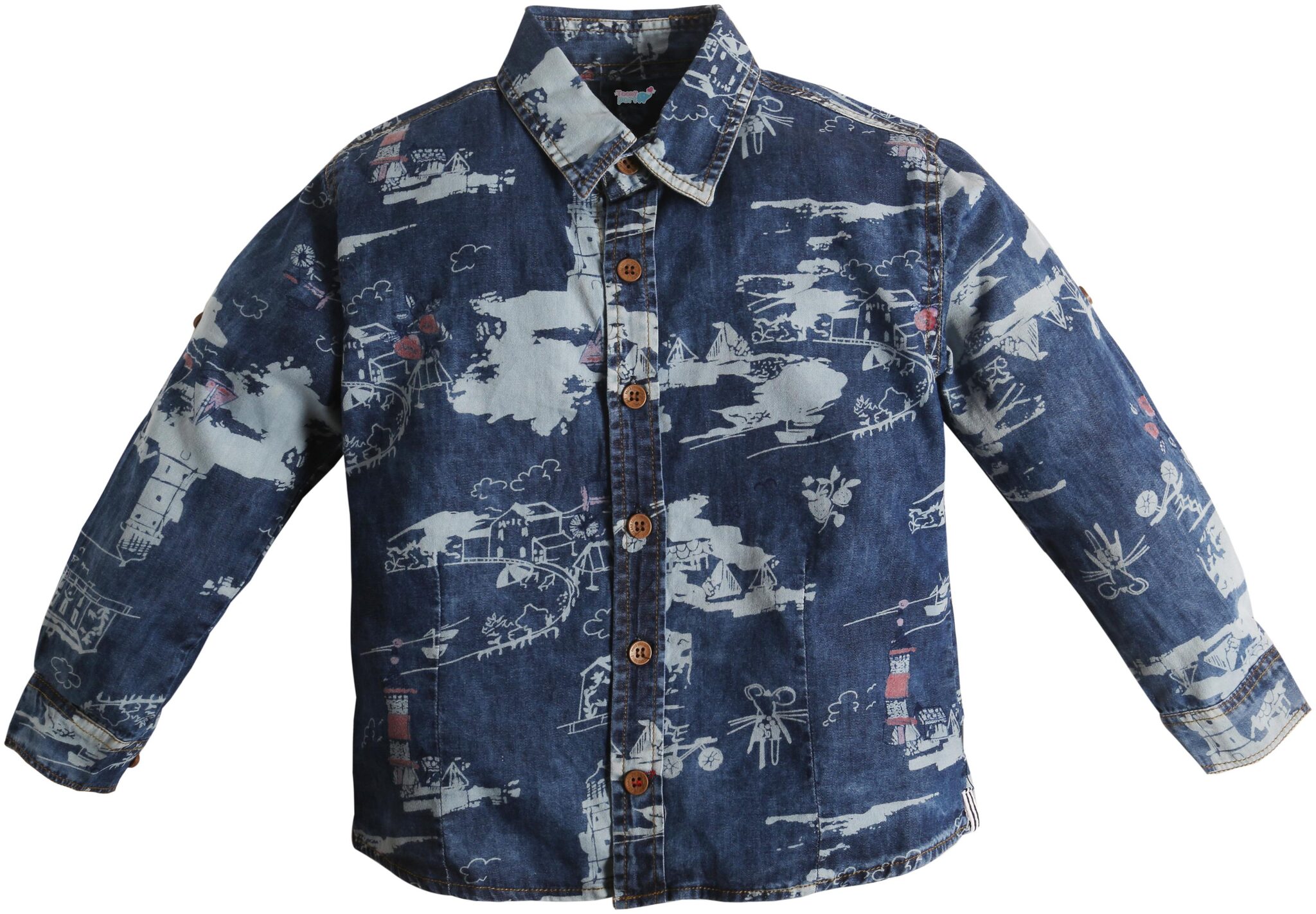 

TOONYPORT Boy Denim Printed Shirt Blue